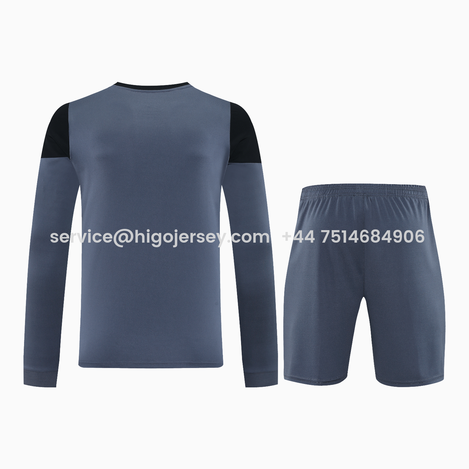 Higojerseys-Real Madrid 25-26 Long-Sleeve Training Set - Deep Gray Top & Gray Shorts
