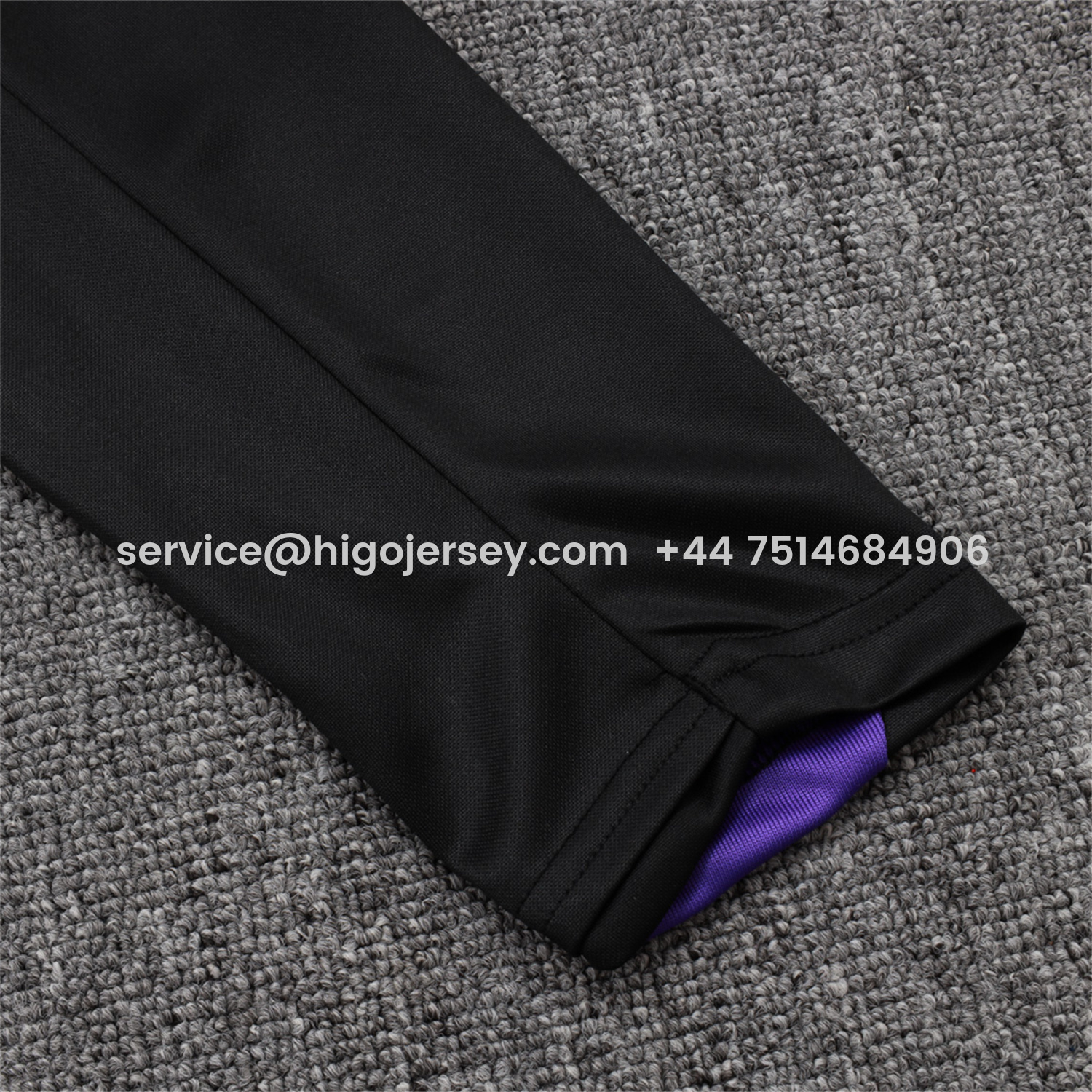 Higojerseys-Barcelona X KB 25-26 Long Sleeve Training Set - Black Top with Purple Badge and Black Pants