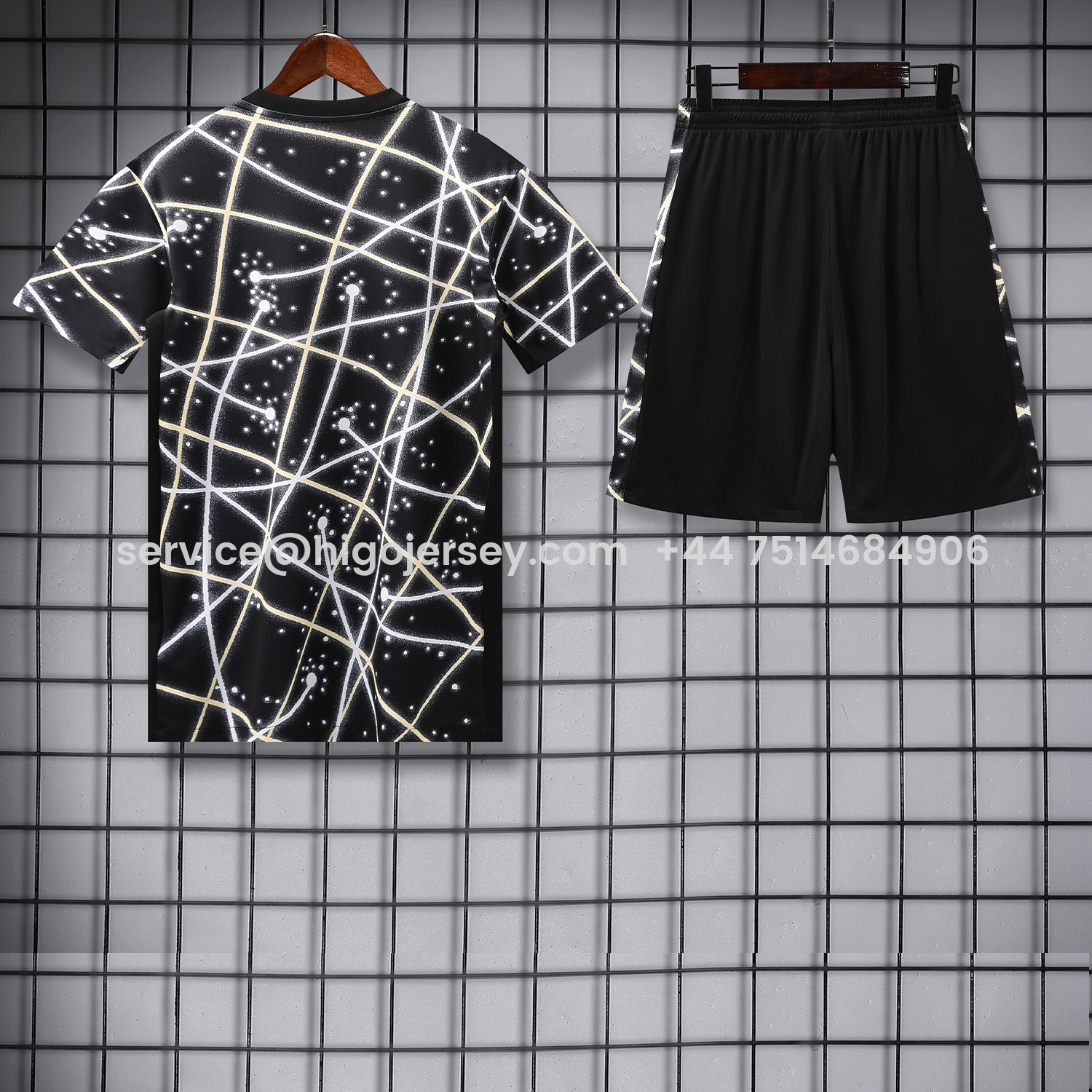 Higojerseys-C.H.E.L.S.E.A 25-26 Kids Short-Sleeve Training Set - Yellow Fluorescent Rays Black Top & Black Shorts