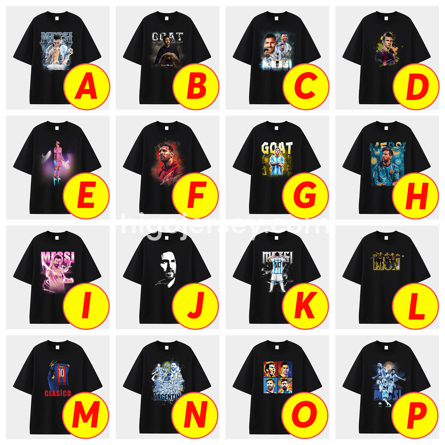 Higojerseys-Messi GOAT Argentina Barcelona INT M.A.M Unisex Pure Cotton T-shirt