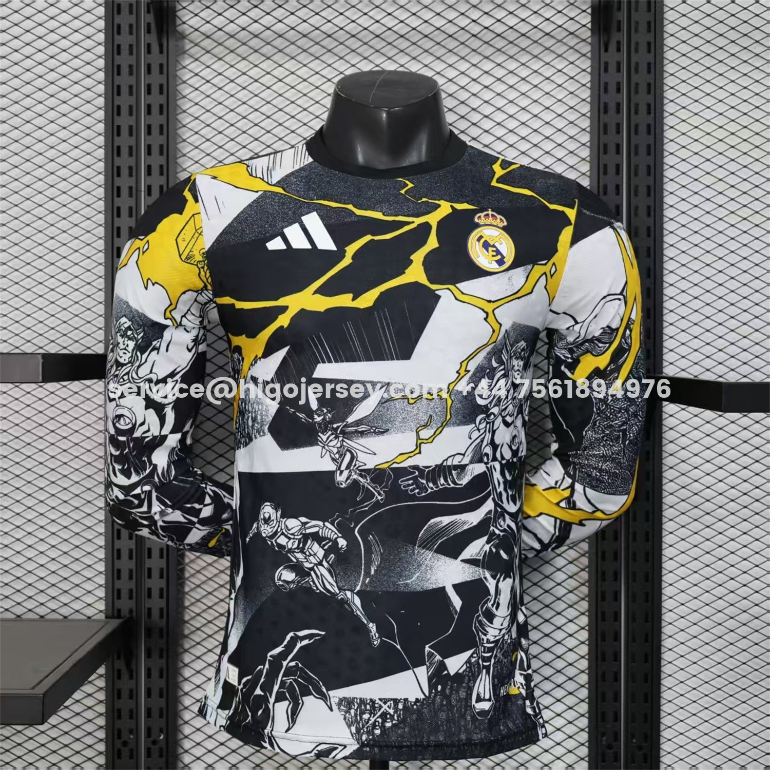 Higojerseys-Real Madrid 25-26 Thunder Comics Pre-Match Special Long Sleeves Jersey - Player Version