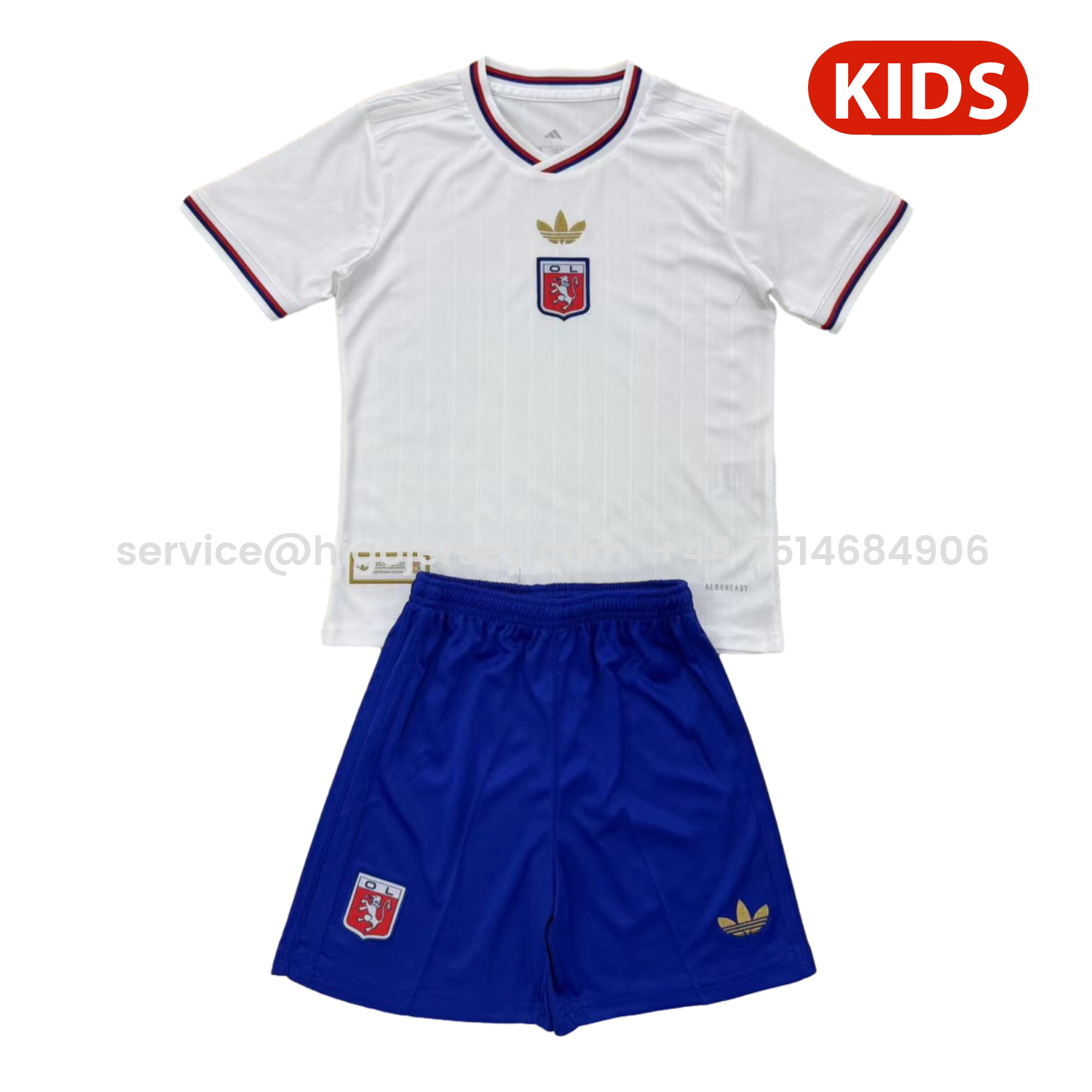 Higojerseys-Lyon 25-26 75-Year Anniversary White Kids Kit