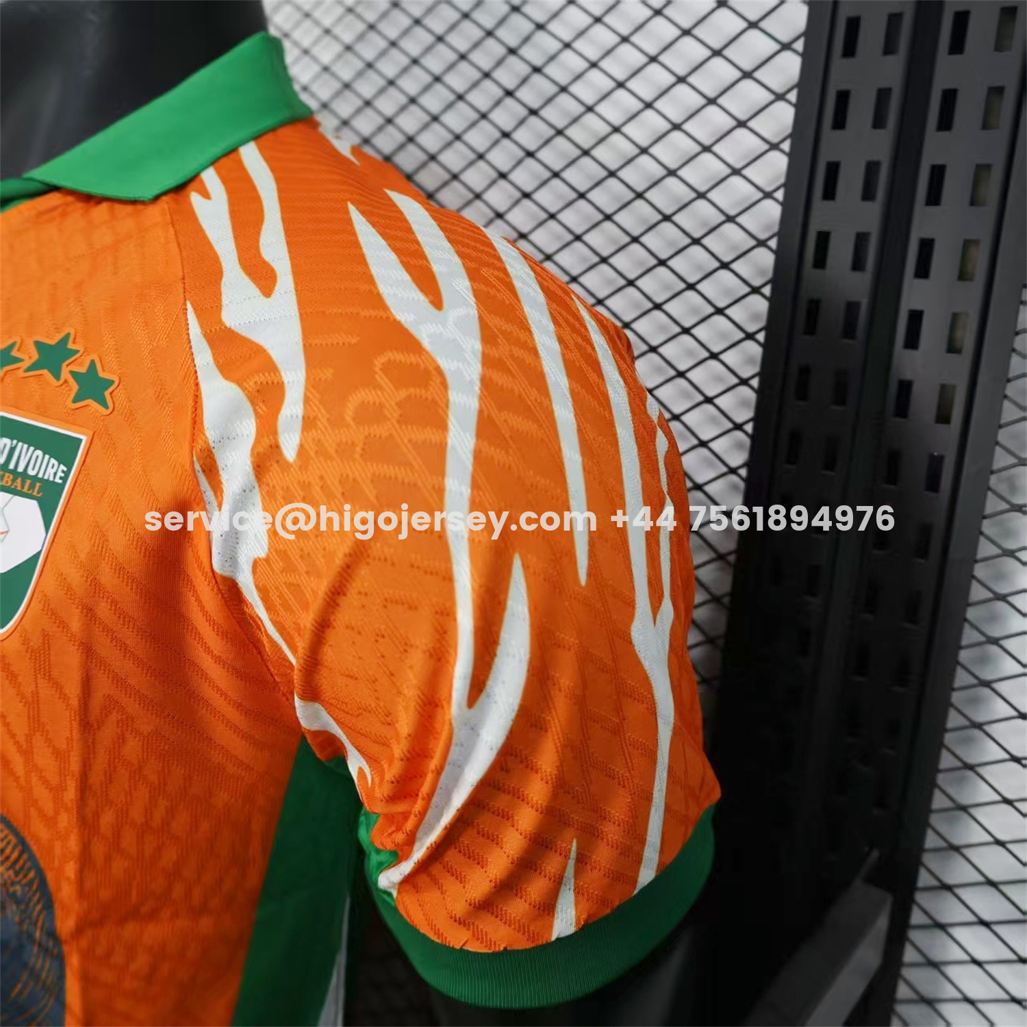 Higojerseys-Ivory Coast 25-26 Elephant And Kid Orange Jersey - Player Version