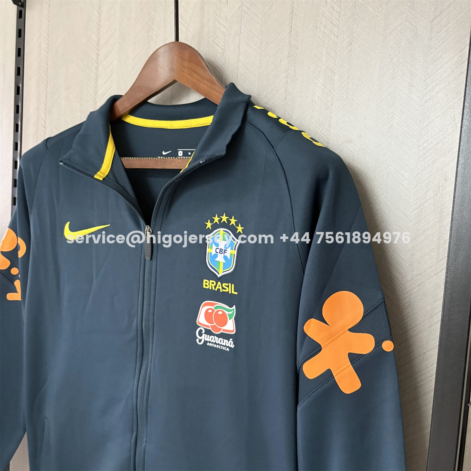 Higojerseys-Retro Brazil 2022 Pre-Match Dark Blue Unsponsored Windbreaker
