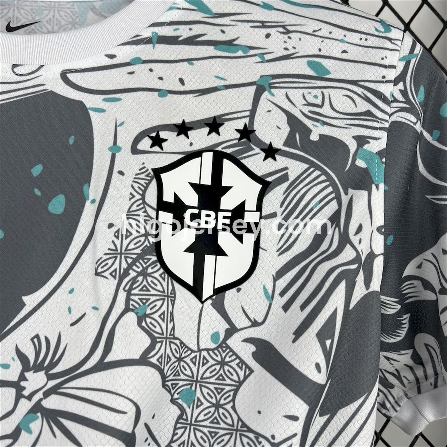 Higojerseys-Brazil 2025 Blue Macaw Special Edition White Jersey - Fans Version