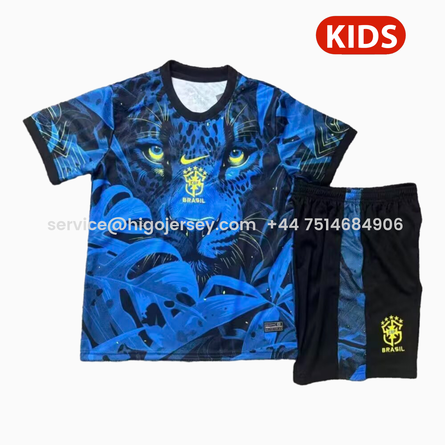 Higojerseys-Brazil 25-26 Blue Leopard Special Kids Kit