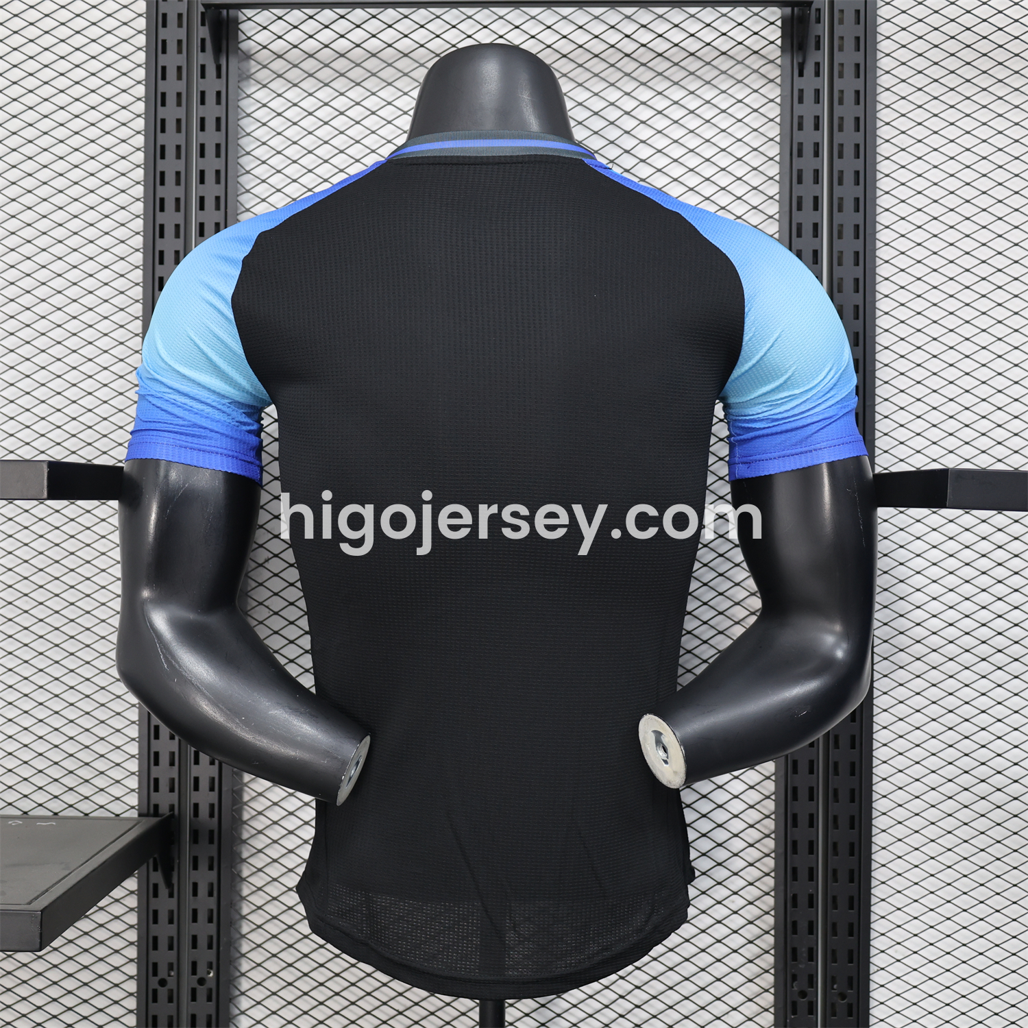 Higojerseys-Algeria 25-26 Pure Black with Blue Sleeves Jersey - Player Version