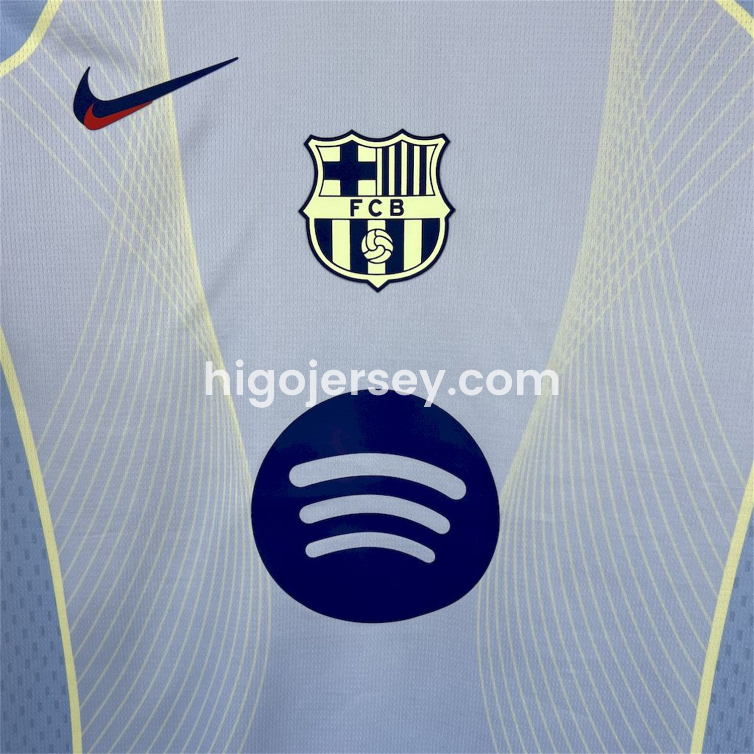 Higojerseys-Barcelona 25-26 T90 Yellow Lines Light Blue Special Jersey - Fans Version