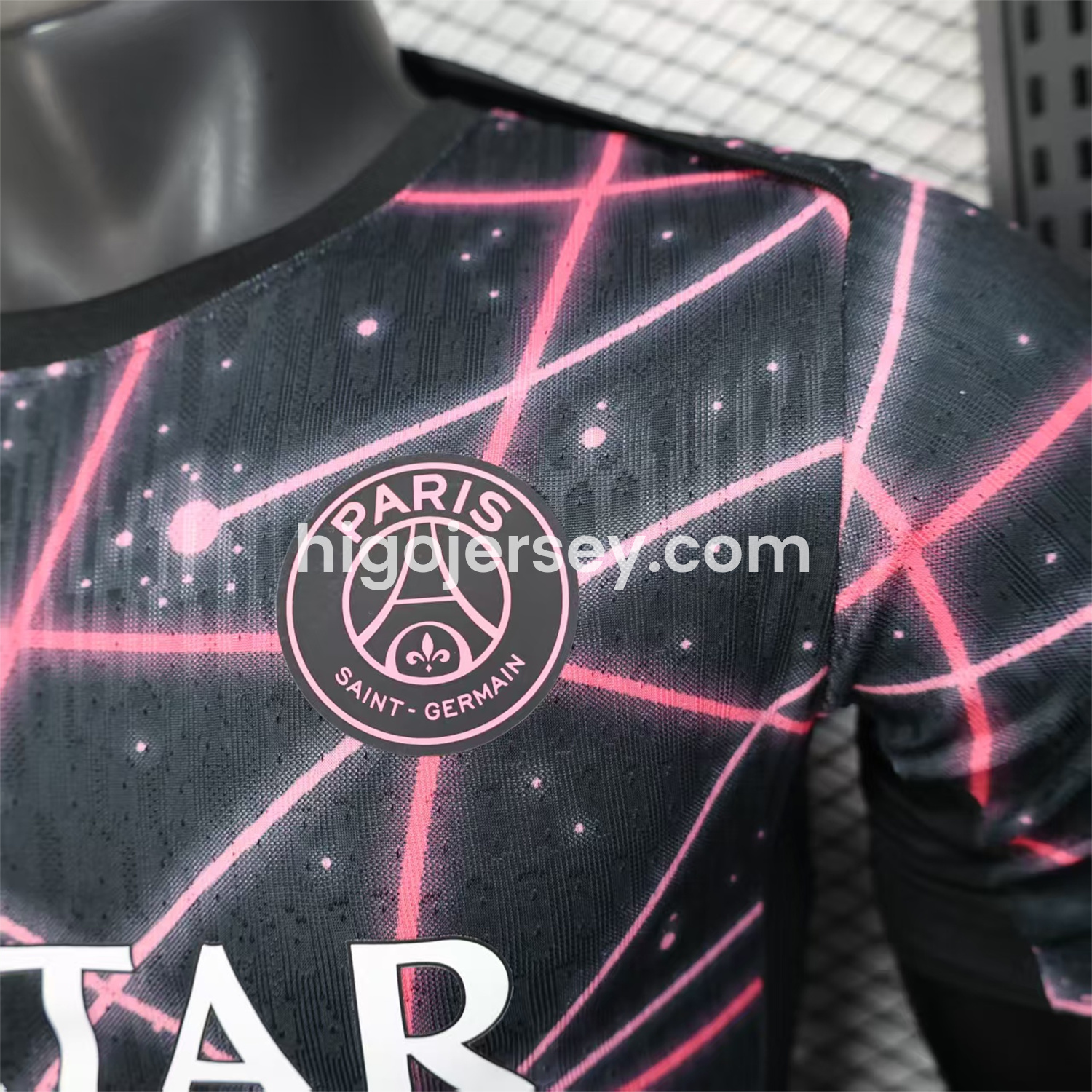 Higojerseys-Paris Saint-Germain PSG 25-26 Pink Lines Jordan Black Special Jersey - Player Version