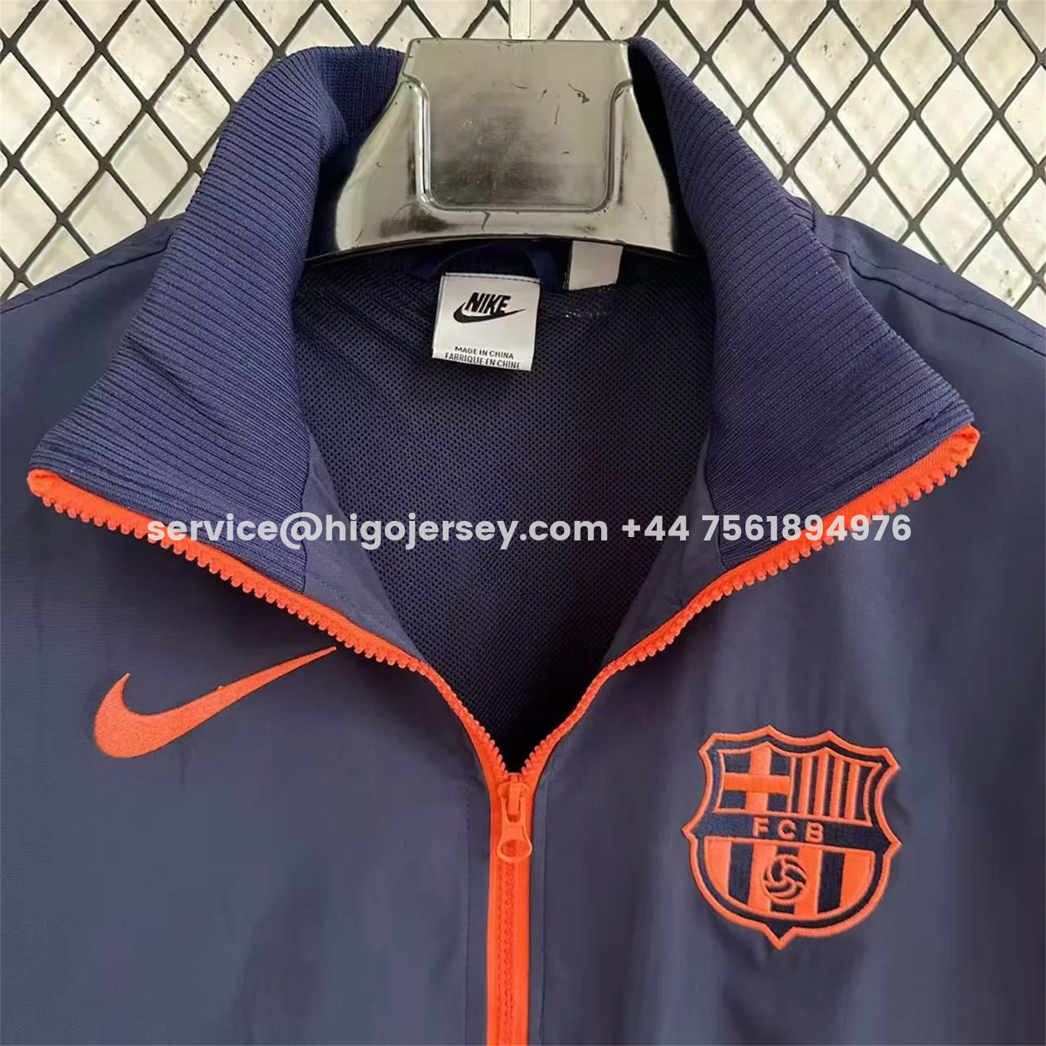 Higojerseys-Barcelona 25-26 Windbreaker Jacket - Dark Blue And Orange