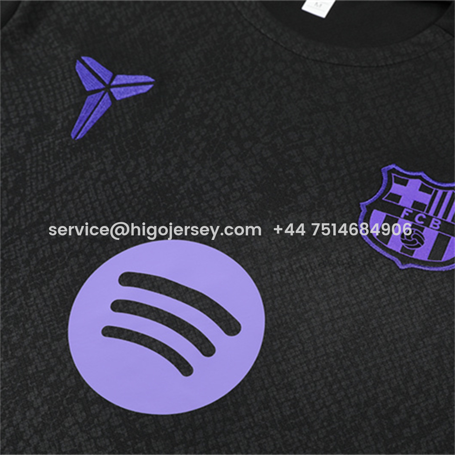 Higojerseys-Barcelona 25-26 X KB Kids Short-Sleeve Training Set - Black Blue Top & Black Shorts