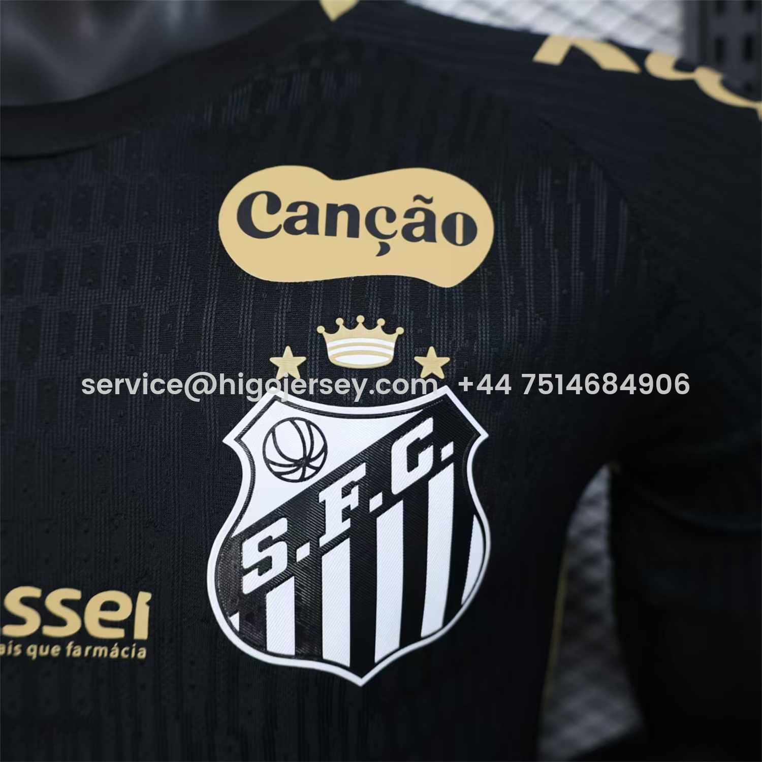 Higojerseys-Santos 2025-26 Goalkeeper Black Jersey With Sponsors - Player Version