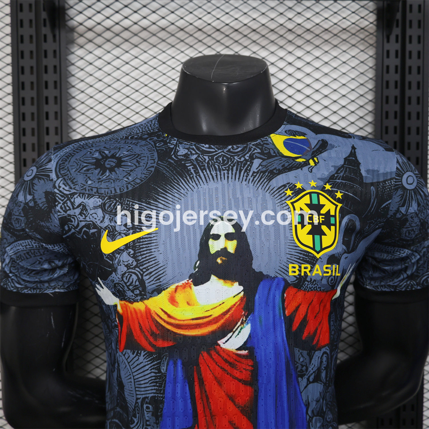 Higojerseys-Brazil 25-26 Colorful Jesus Statue Special Black Jersey - Player Version
