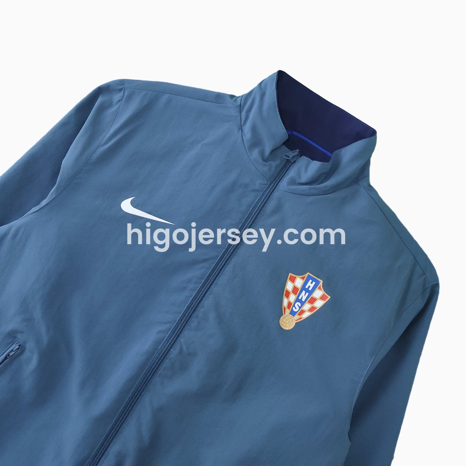 Higojerseys-Croatia 24-25 Away Style Double Sided Reversible Windbreaker - Blue