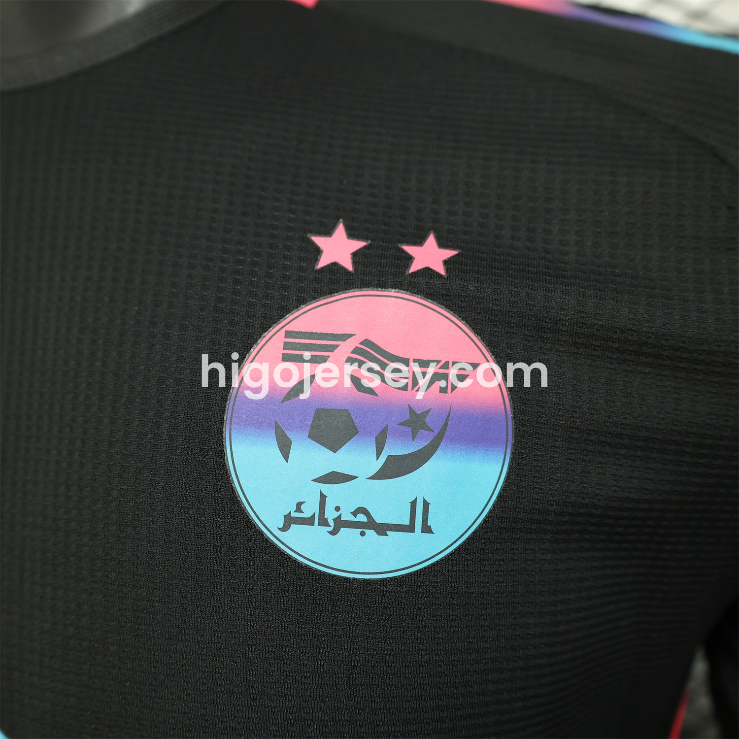 Higojerseys-Algeria 25-26 Pure Black with Fluorescent Green Powder Advertising Jersey - Player Version