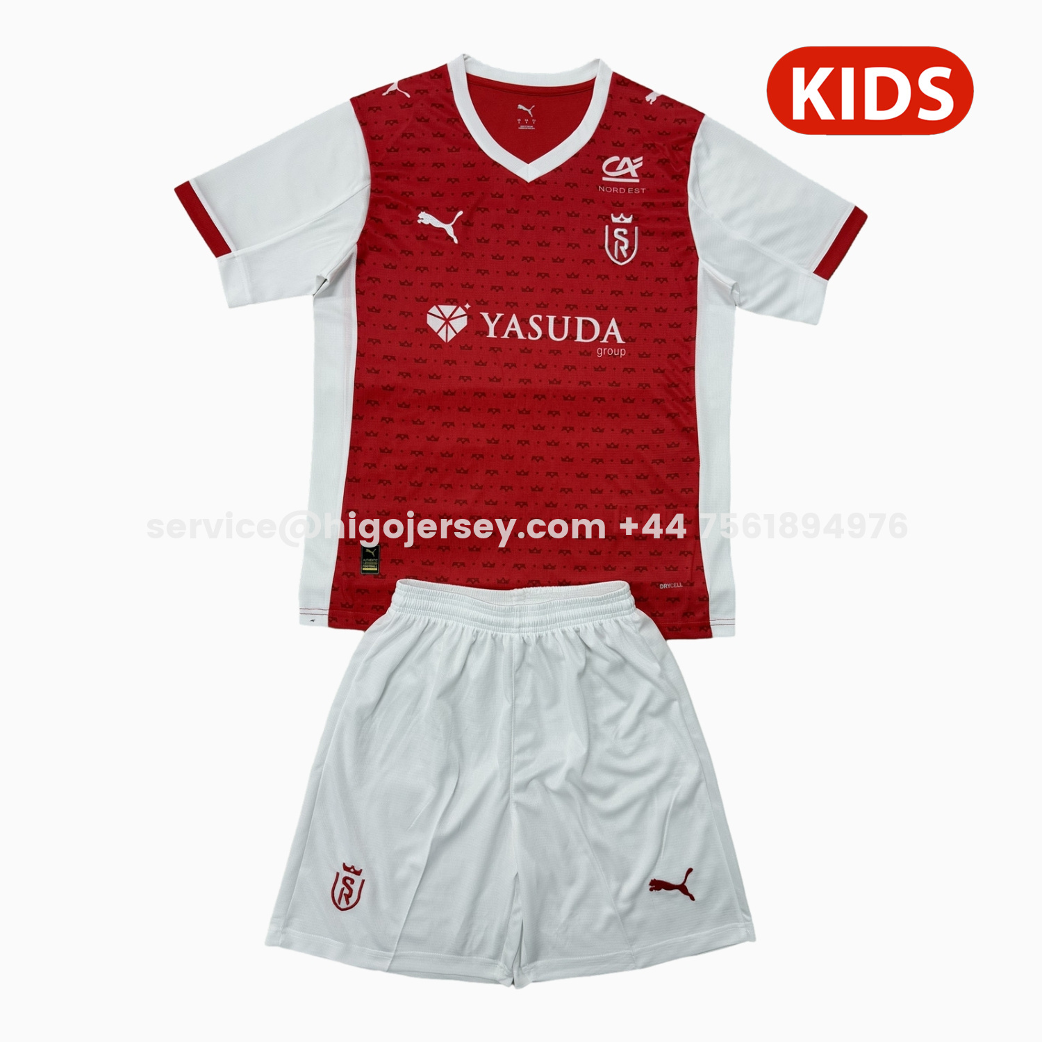 Higojerseys-Stade Reims 25-26 Home Kids Kit