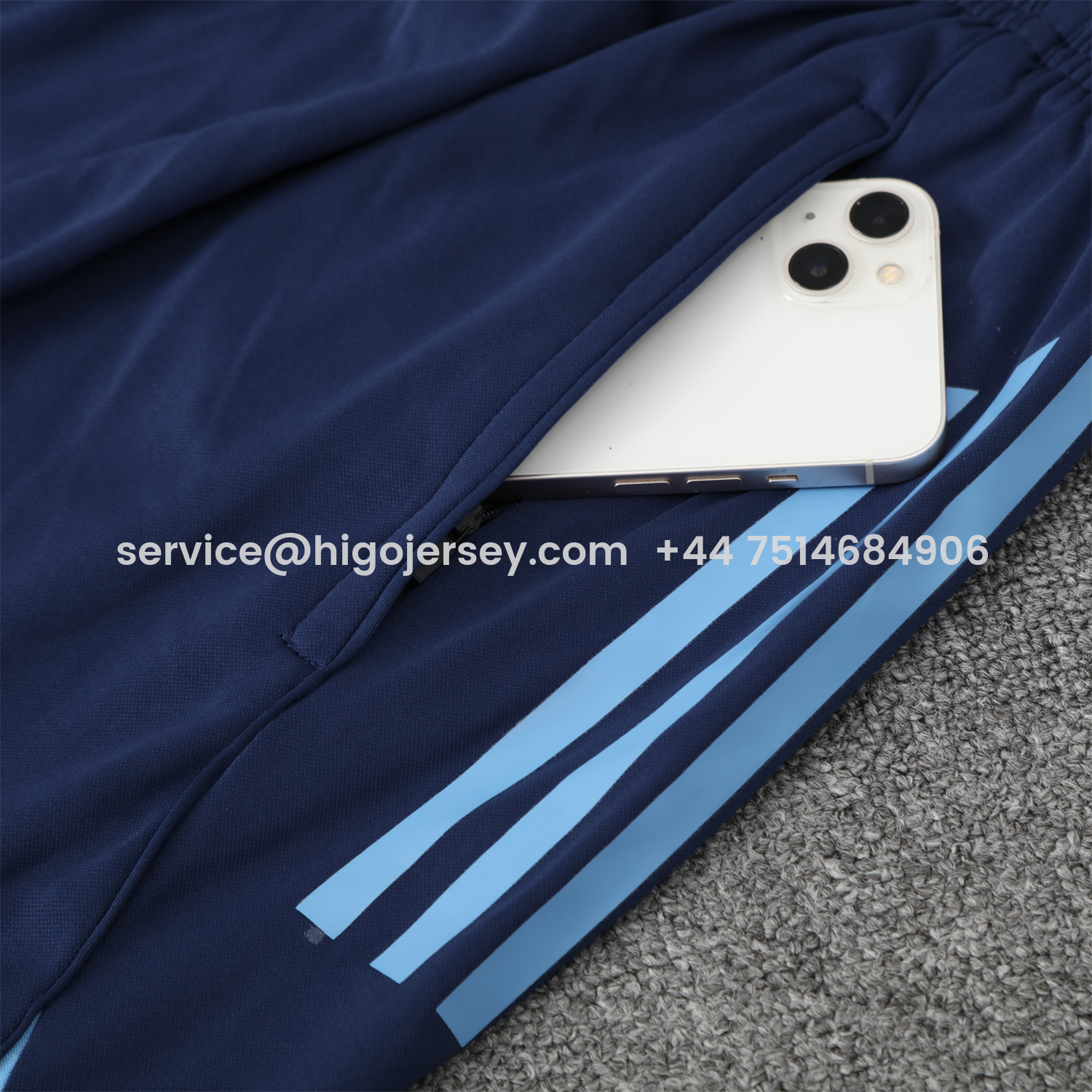 Higojerseys-Real Madrid 25-26 Short-Sleeve Training Set - Blue Water Pattern Top & Deep Blue Shorts