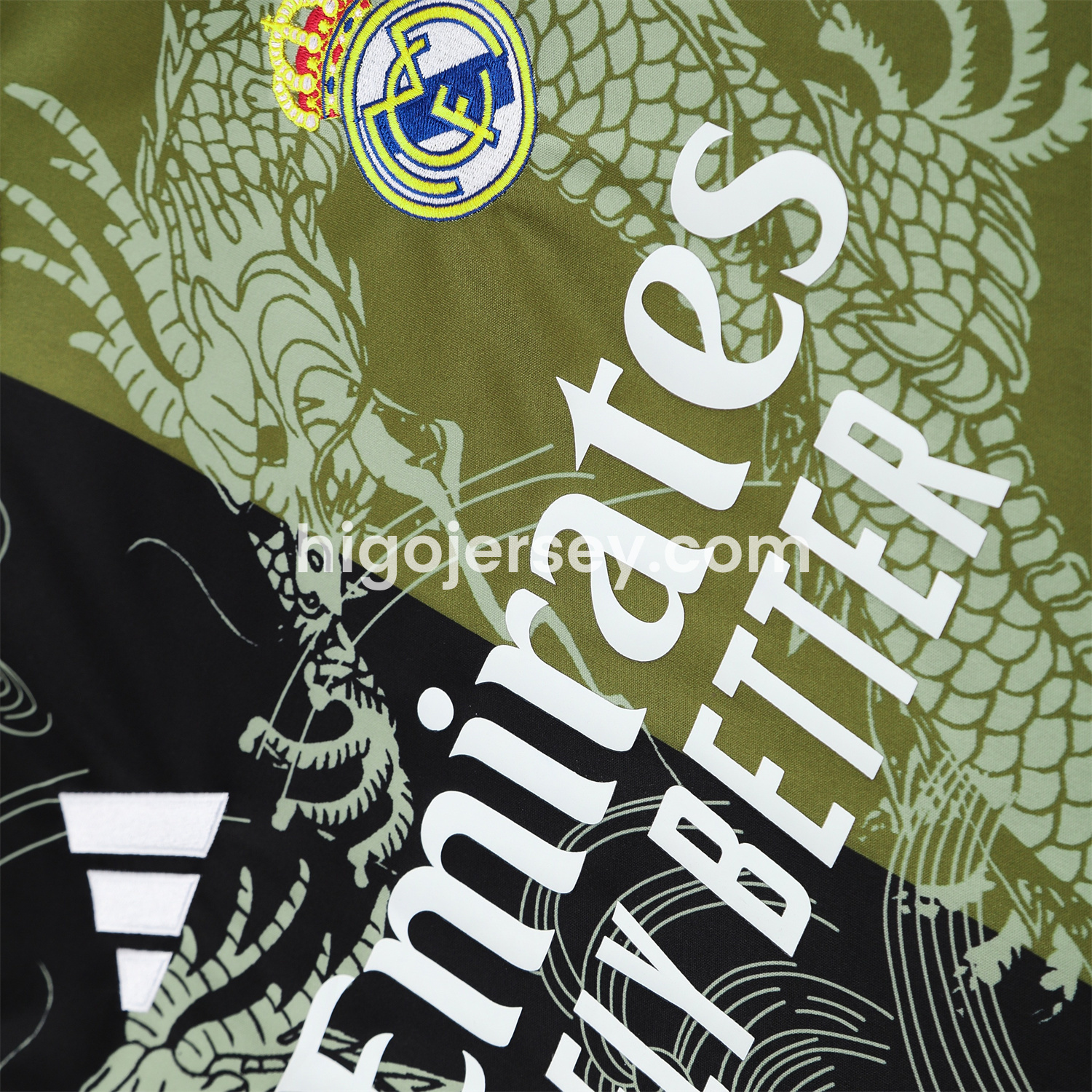 Higojerseys-Real Madrid 25-26 Vest Training Set - Green-Black Dragon Vest & Black-White Shorts