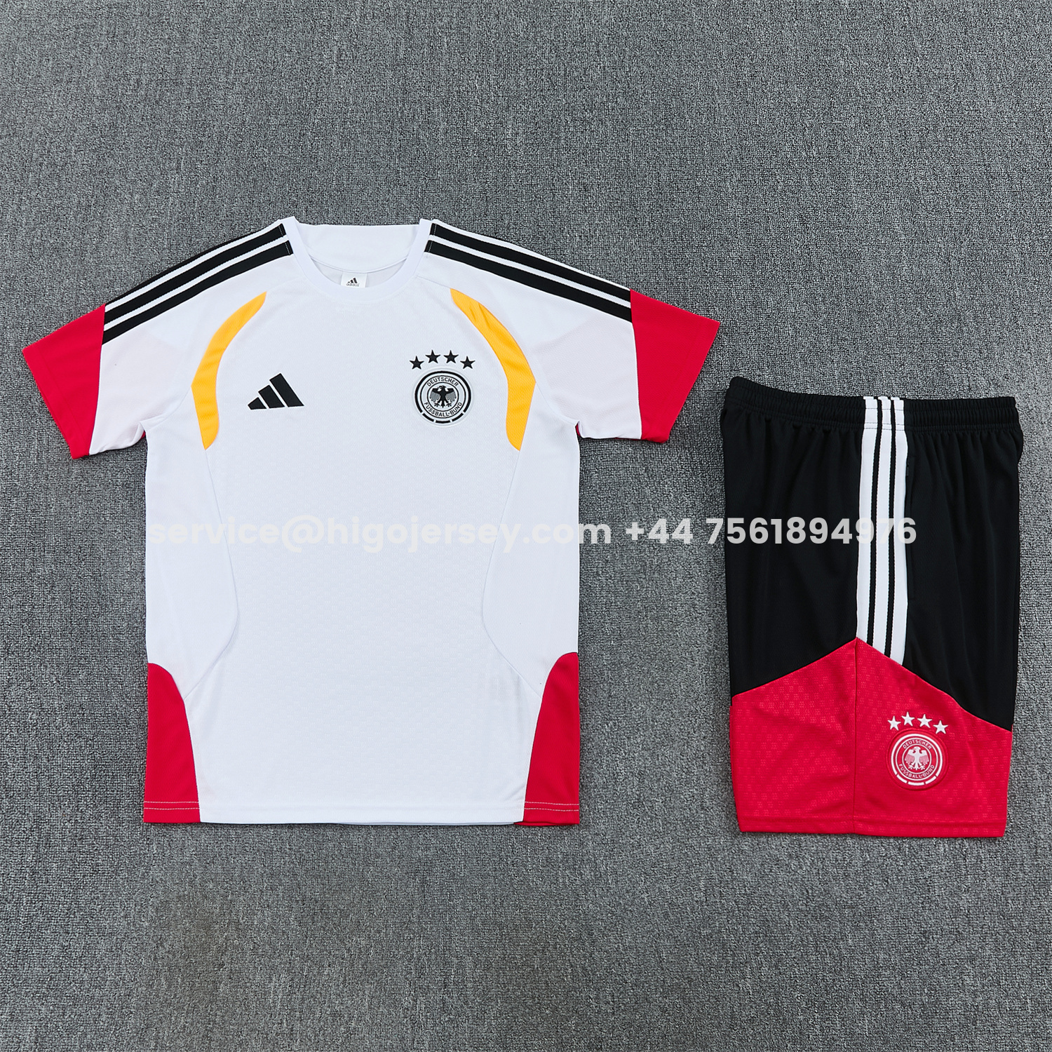Higojerseys-Germany 2026 Short-Sleeve Training Set - White Top and Black Shorts