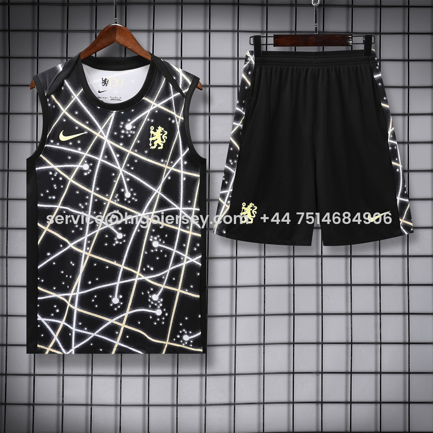 Higojerseys-C.H.E.L.S.E.A 25-26 Kids Vest Training Set - Yellow Fluorescent Rays Black Vest & Black Shorts