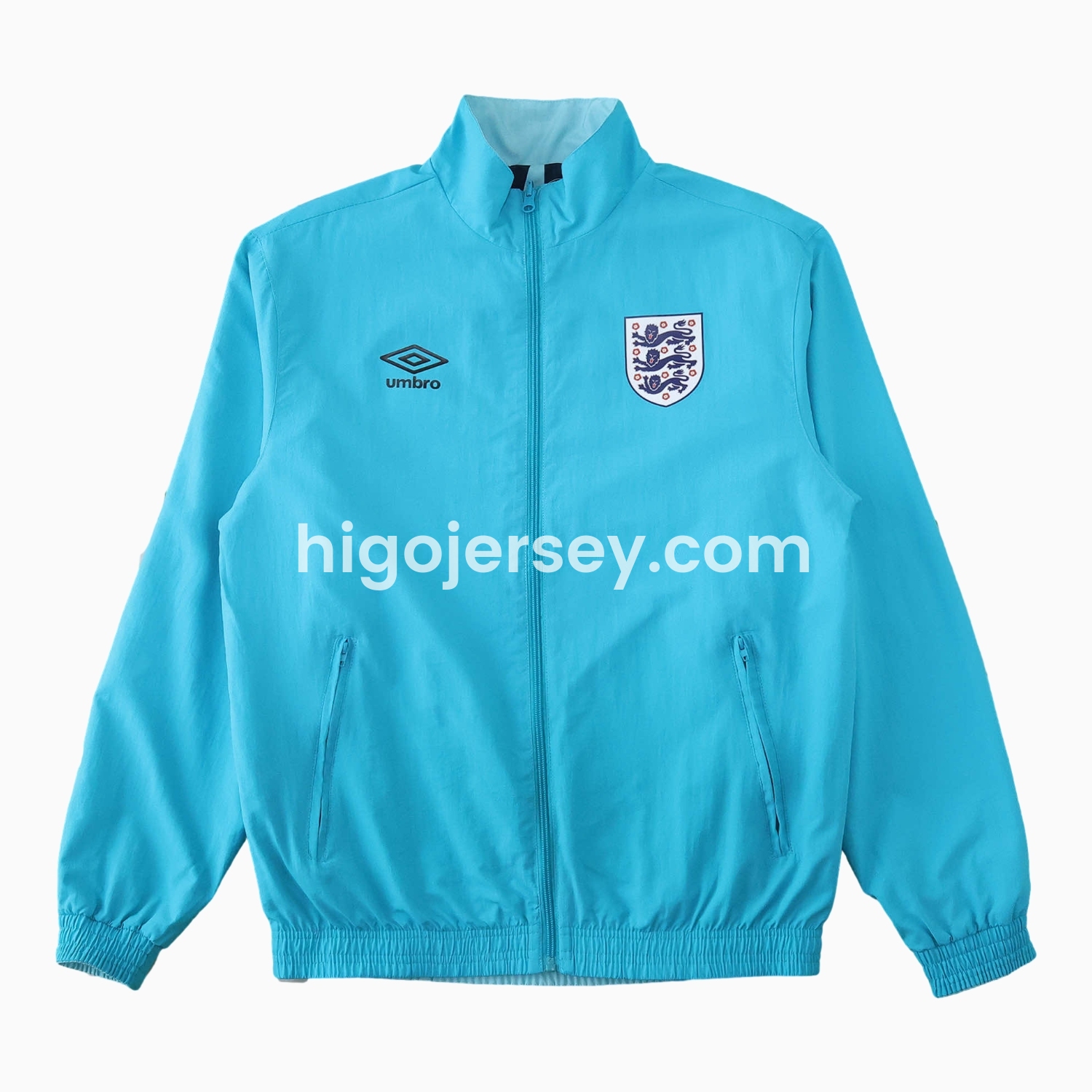 Higojerseys-Retro England 1992 Double Sided Reversible Windbreaker - Blue & Green