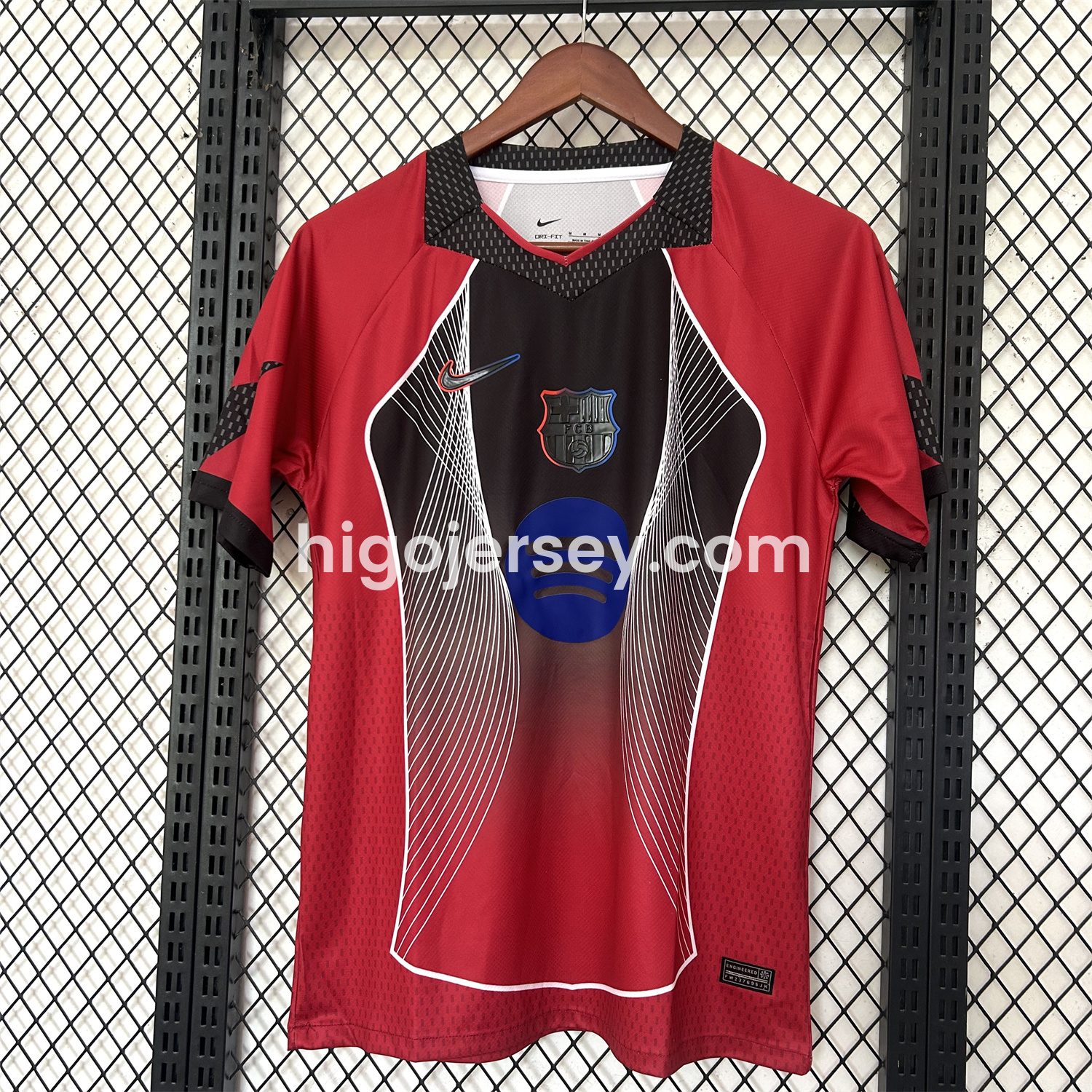 Higojerseys-Barcelona 25-26 T90 White Black Lines Red Jersey - Fans Version