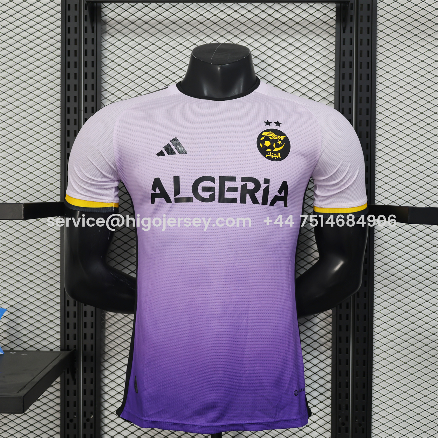Higojerseys-Algeria 25-26 White-purple Gradient Jersey with Black Chest Text - Player Version
