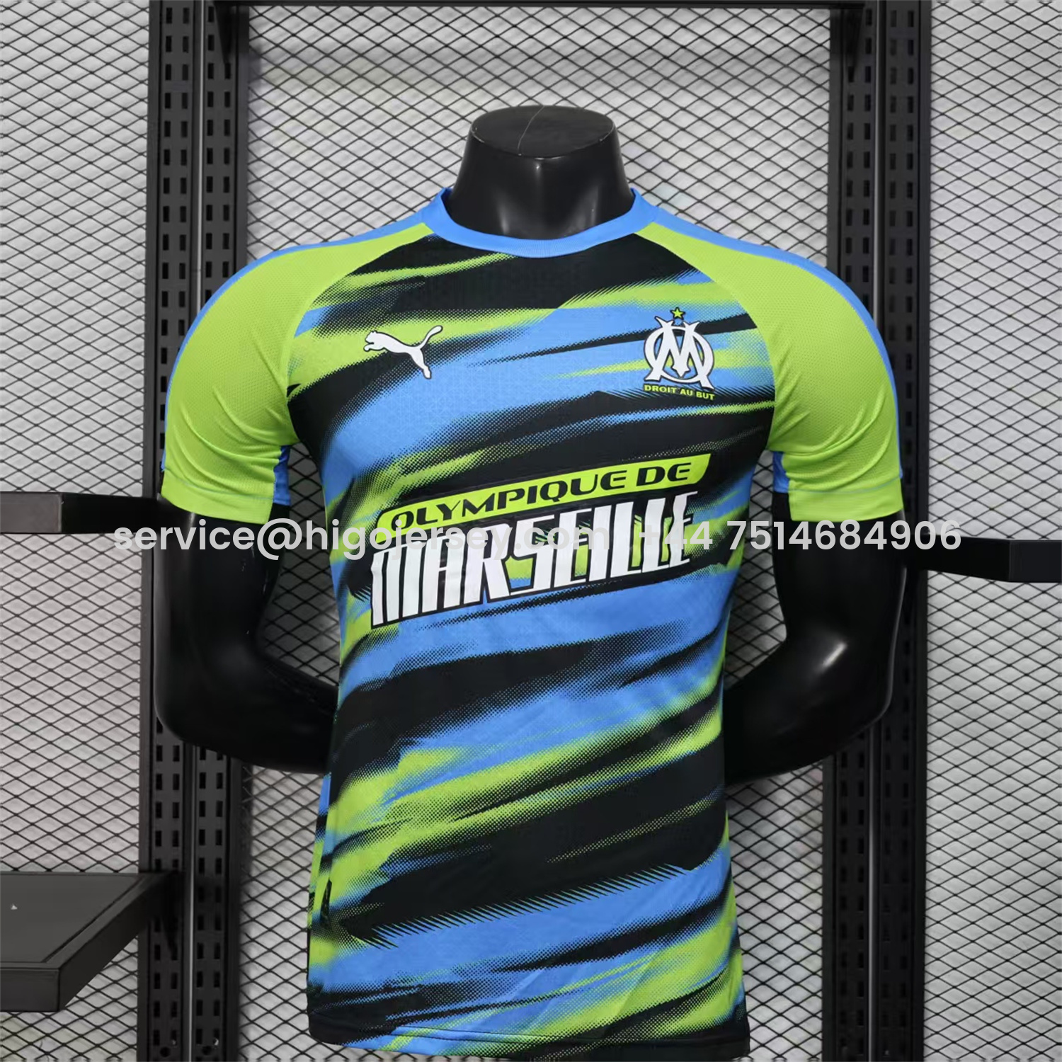 Higojerseys-Marseille 25-26 Blue Green Gradient Training Jersey - Player Version