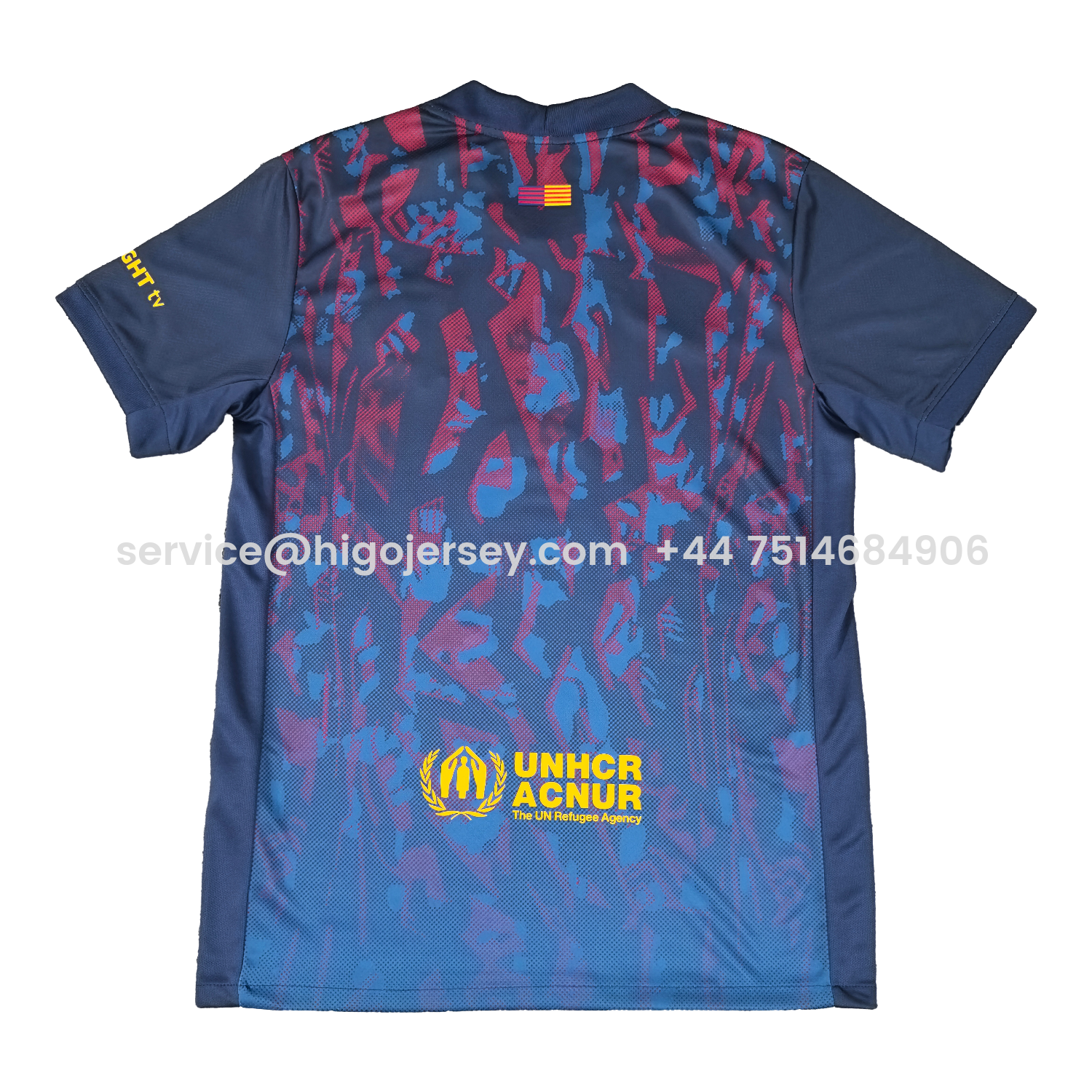 Higojerseys-Barcelona 25-26 Deep Blue Training Jersey with Red and Blue Tree Pattern - Fans Version