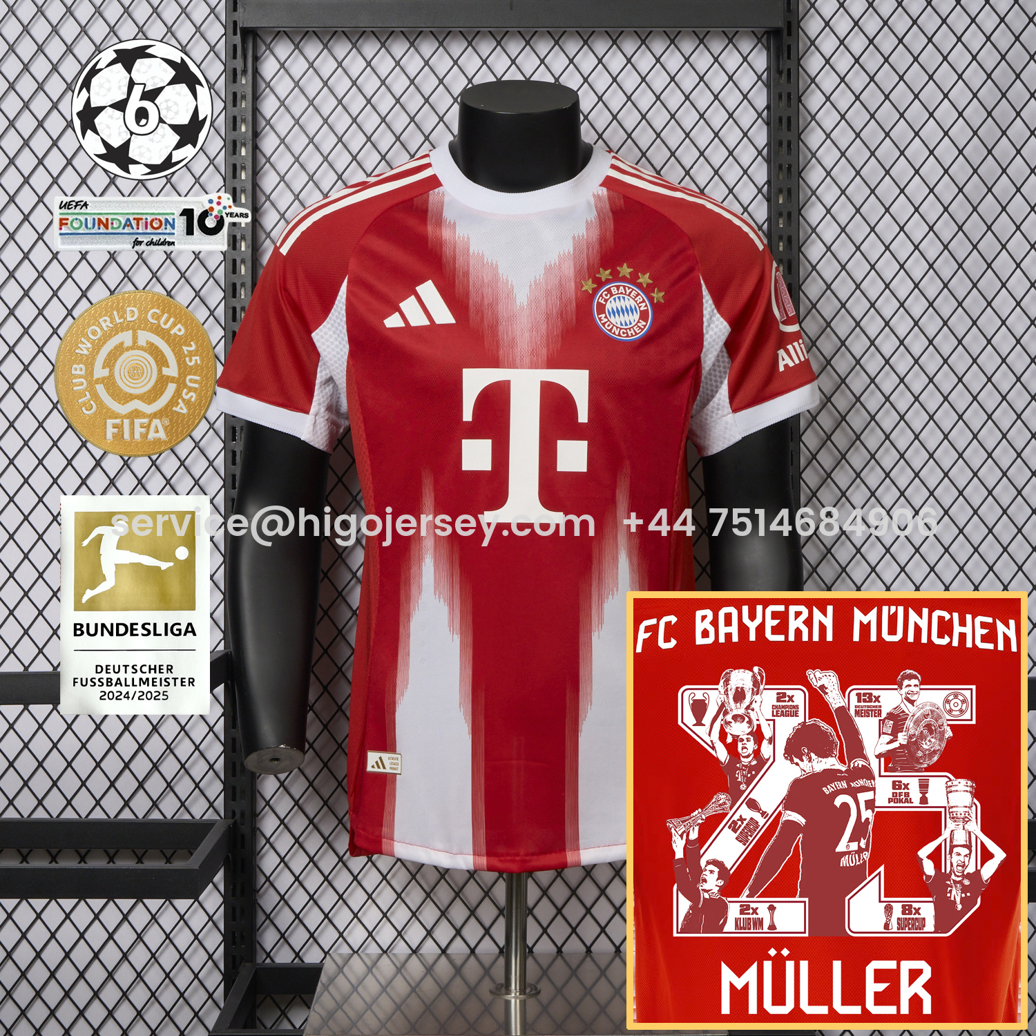 Higojerseys-Bayern Munich 25-26 Home Müller Limited Edition Jersey - Player Version