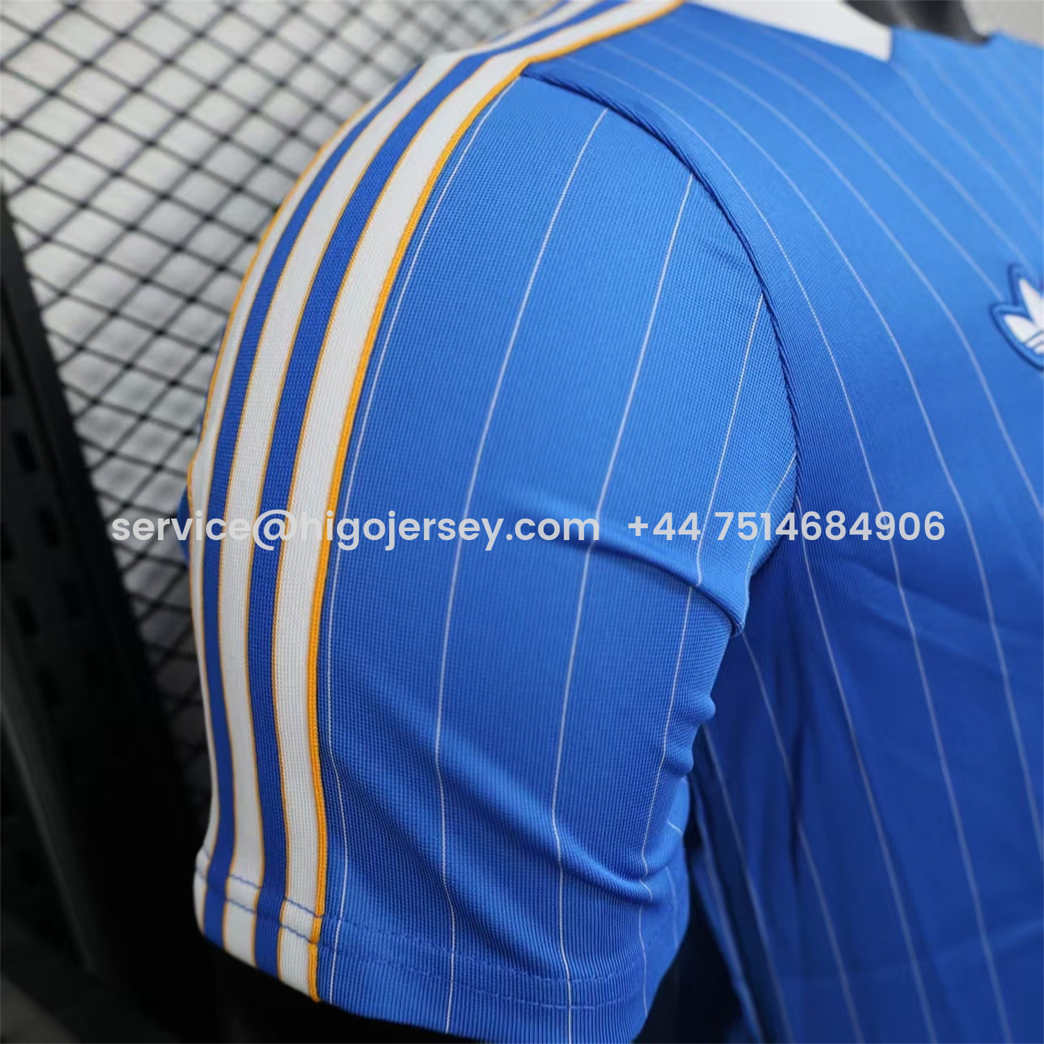 Higojerseys-Real Madrid 25-26 Trefoil White Lines Blue Travel Jersey - Player Version