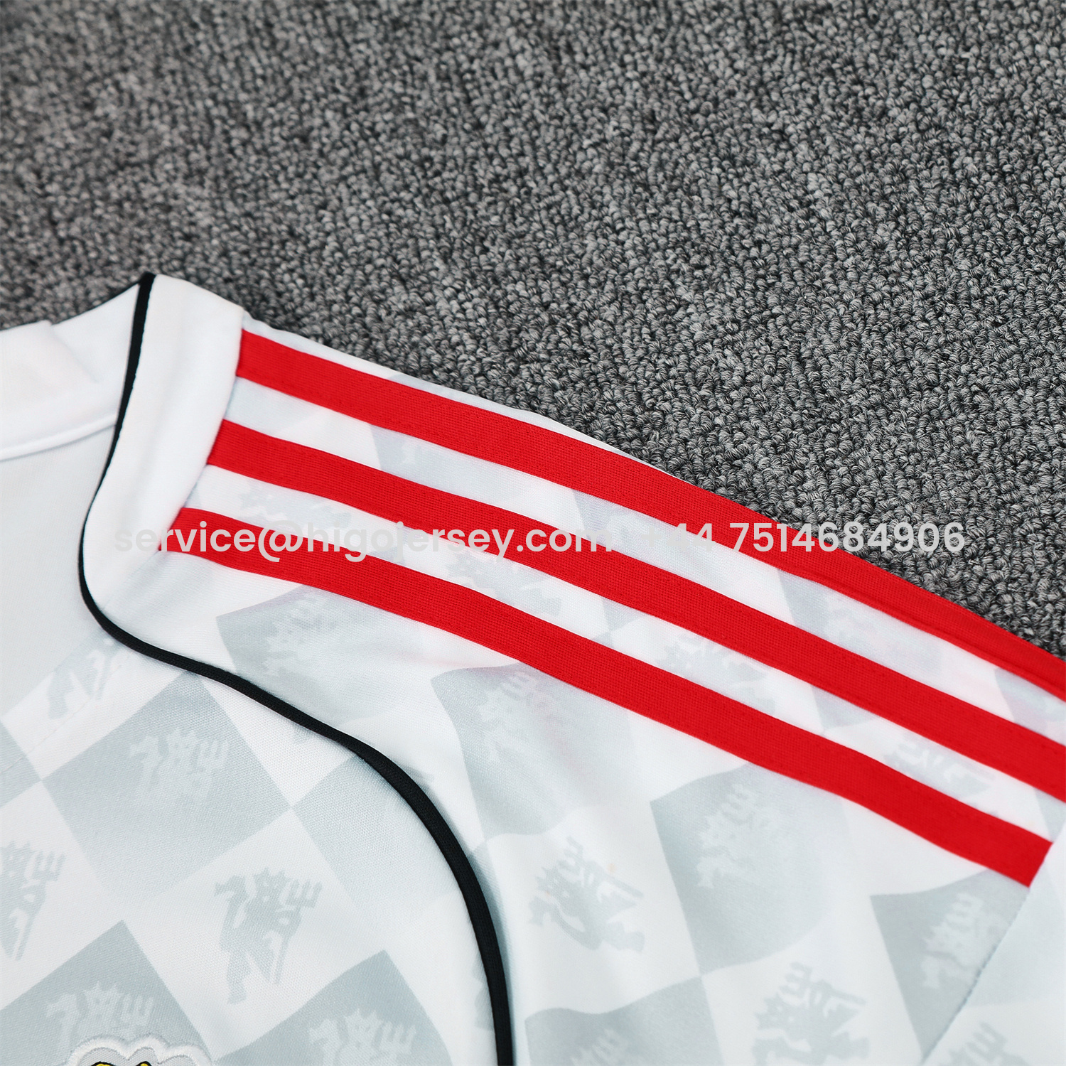 Higojerseys-Manchester United 25-26 Short-Sleeve Training Set - Red Edge White Top & Black Shorts