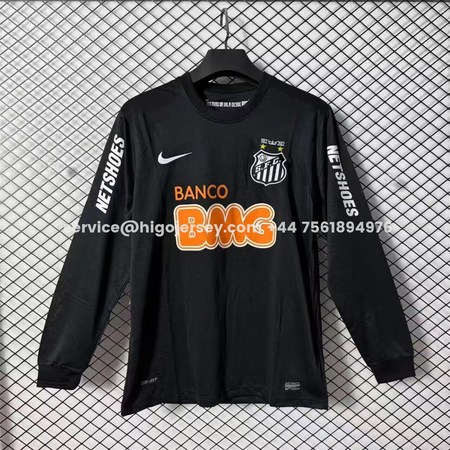 Higojerseys-Retro Santos 2011-12 Black Long Sleeves Jersey