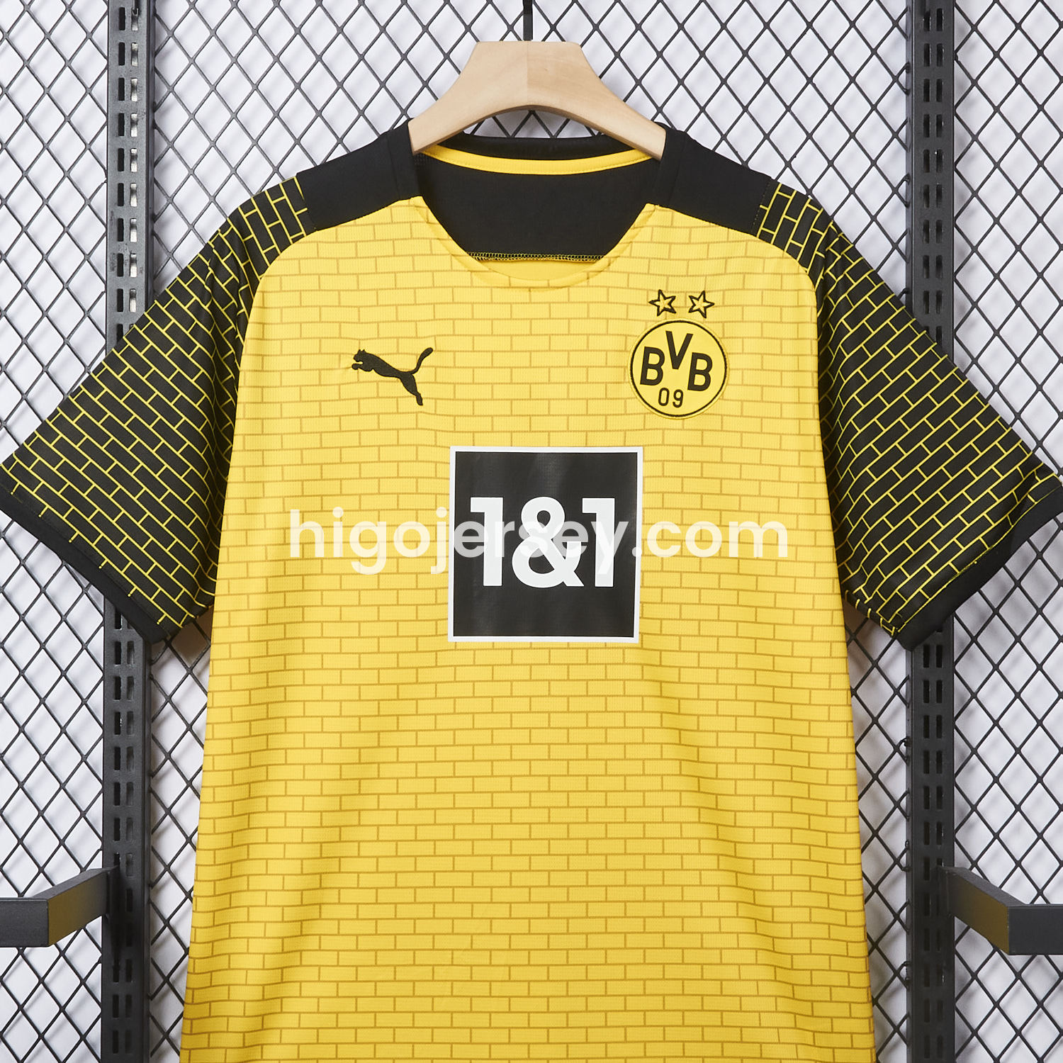 Higojerseys-Dortmund 25-26 Pre-Match Training Yellow Brickwork Pattern Jersey - Fans Version
