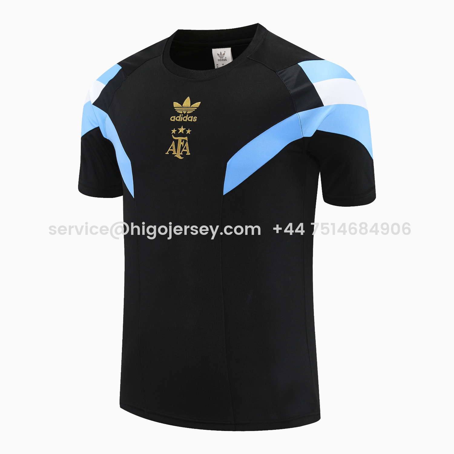 Higojerseys-Argentina 25-26 Short-Sleeve Training Set - Blue Stripes Black Top & Black Shorts