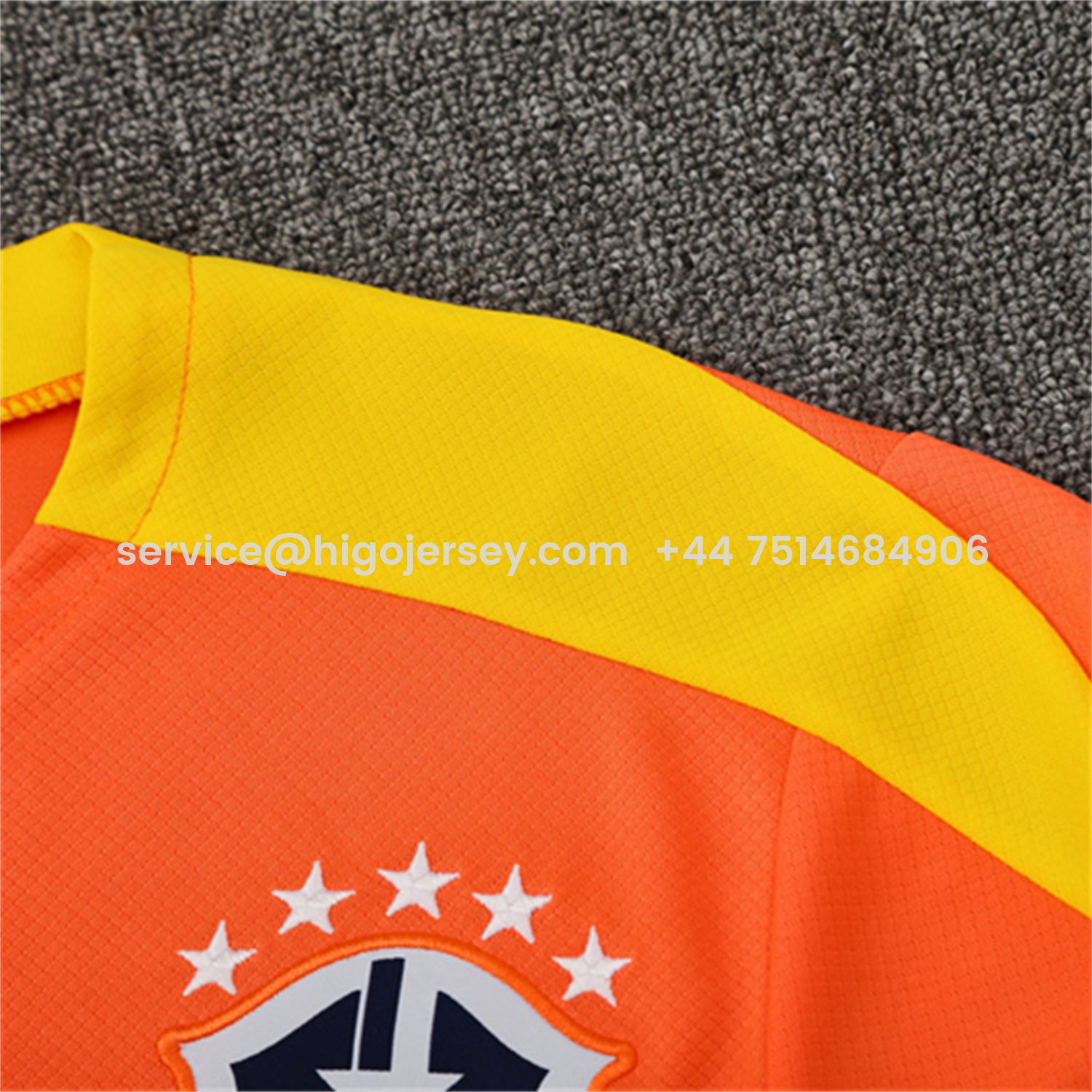 Higojerseys-Brazil 25-26 Kids Short-Sleeve Training Set - Orange Top & Black Shorts
