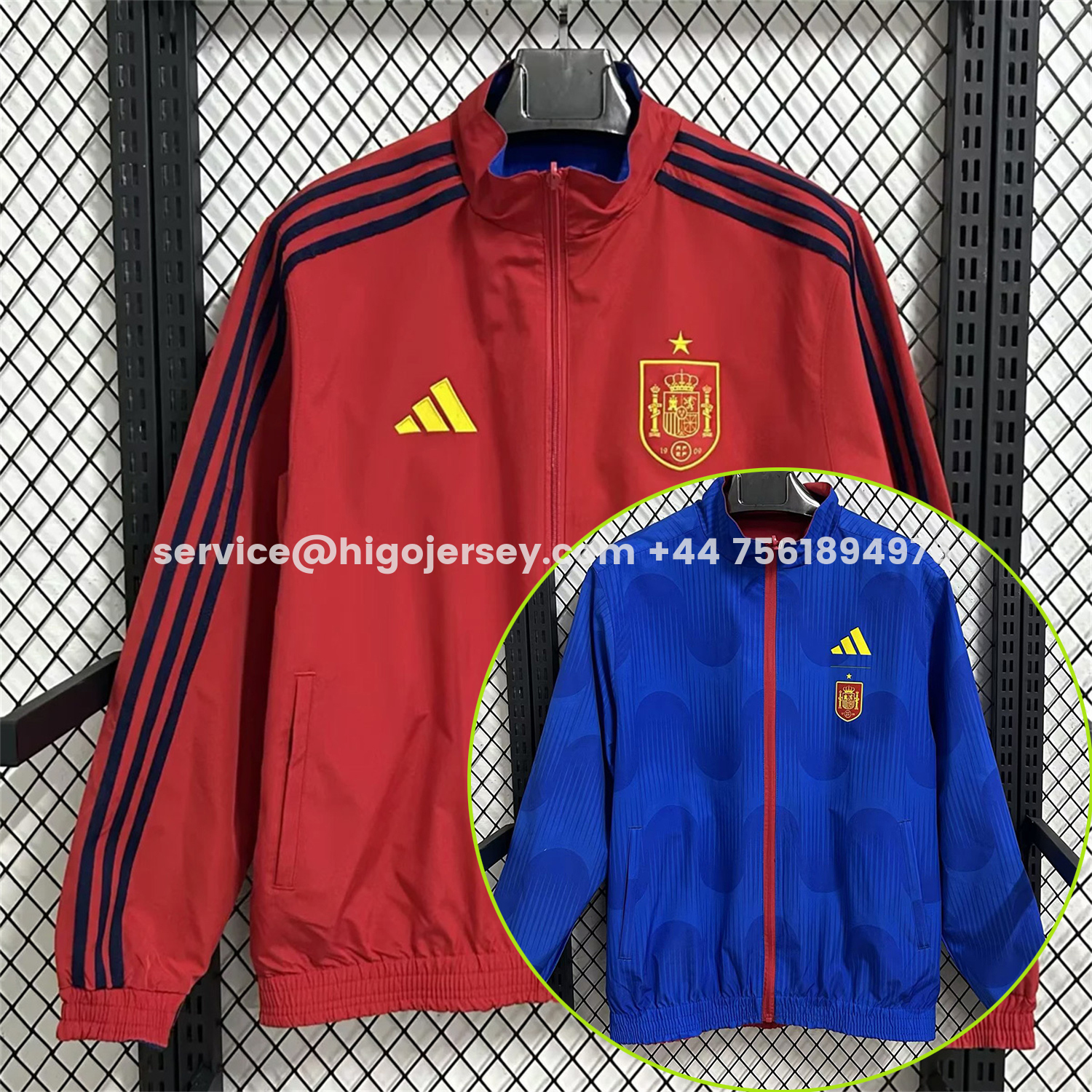 Higojerseys-Spain 2026 Pre-Match Double Sided Reversible Windbreaker - Red