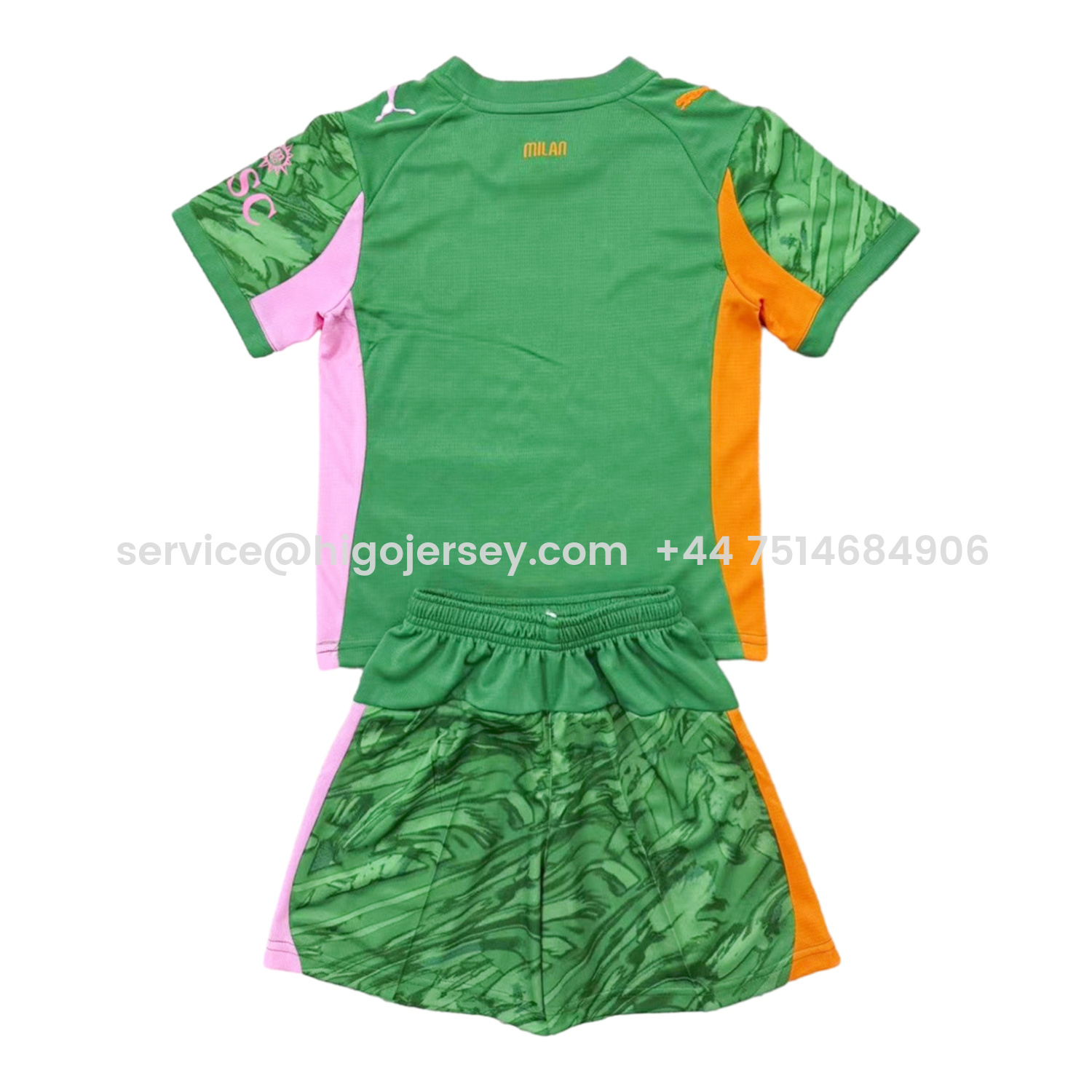 Higojerseys-AC Milan 25-26 Green Goalkeeper Kids Kit