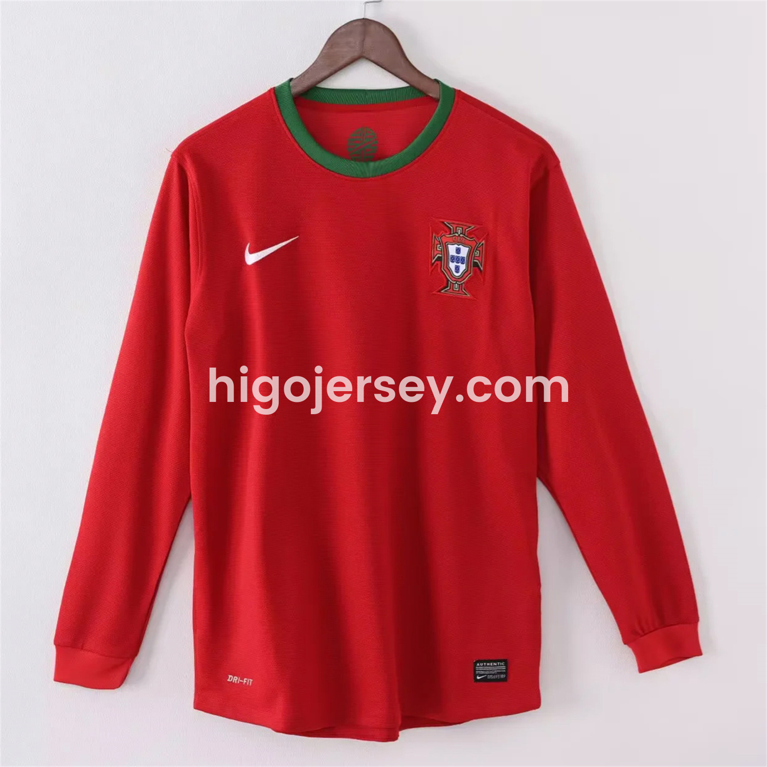 Higojerseys-Retro Portugal 2012 Home Long Sleeves Jersey