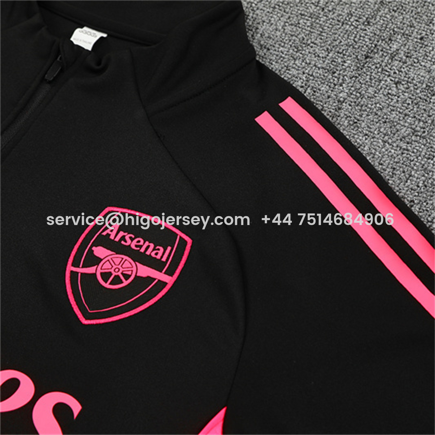 Higojerseys-Arsenal 25-26 Kids Long Sleeve Training Set - Pink Logo Balck Top & Black Pants