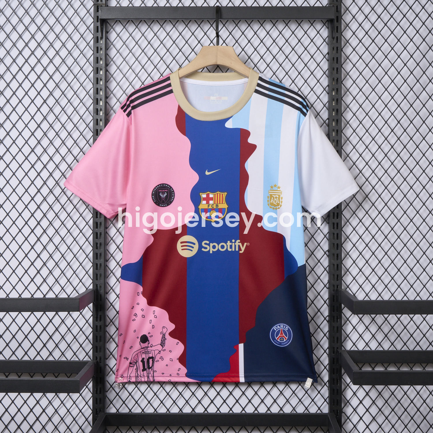 Higojerseys-Messi Career Commemorative Jersey - Fans Version - Barcelona Argentina Paris Saint-Germain PSG INT M.A.M