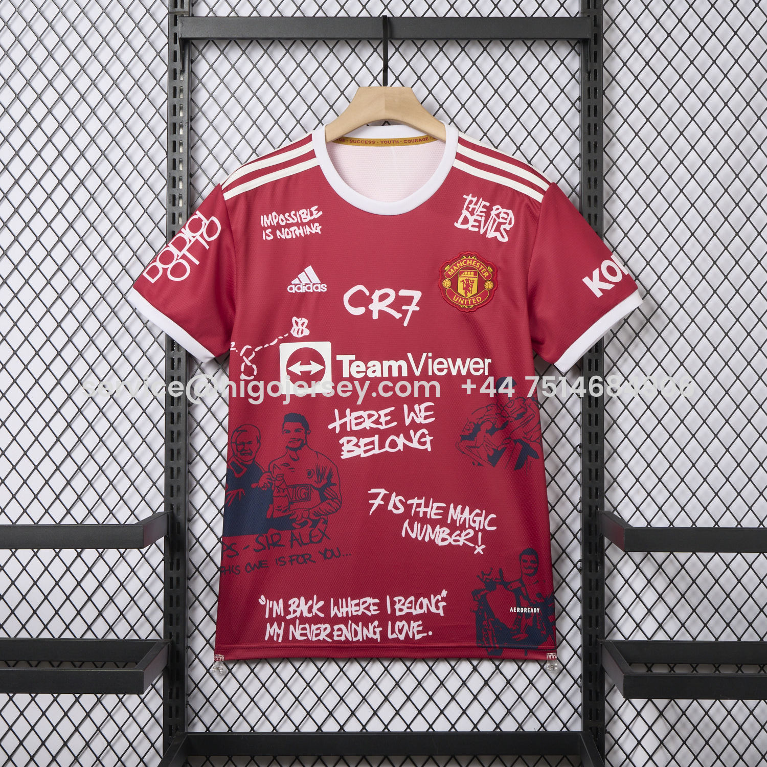 Higojerseys-Retro Manchester United 21-22 Home Ronaldo Graffiti Edition Special Edition Jersey