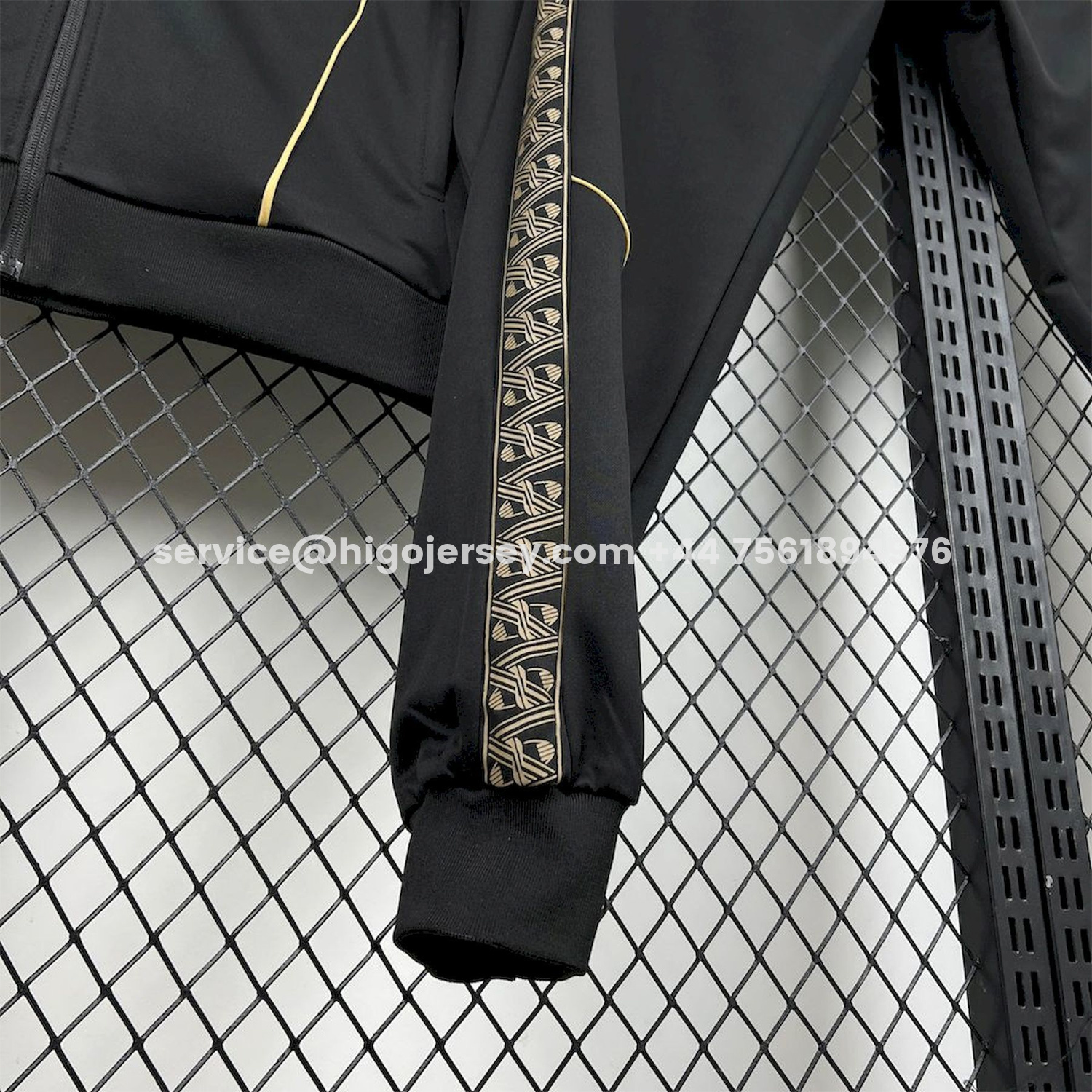 Higojerseys-Portugal 25-26 Eusebio Special Windbreaker Training Set - Black White Top and Pants