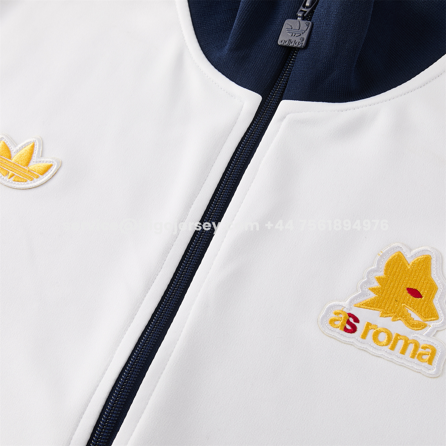 Higojerseys-AS Roma 25-26 Originals LFSTLR Jacket Training Tracksuit - White Top and Blue Pant