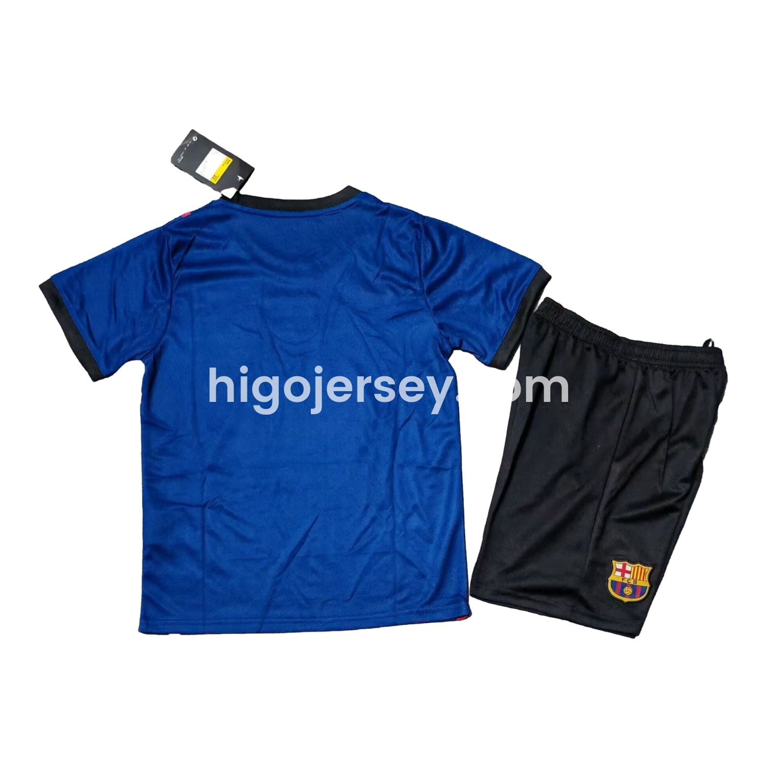 Higojerseys-Barcelona 25-26 One Piece Red Silhouette Special Blue Kids Kit