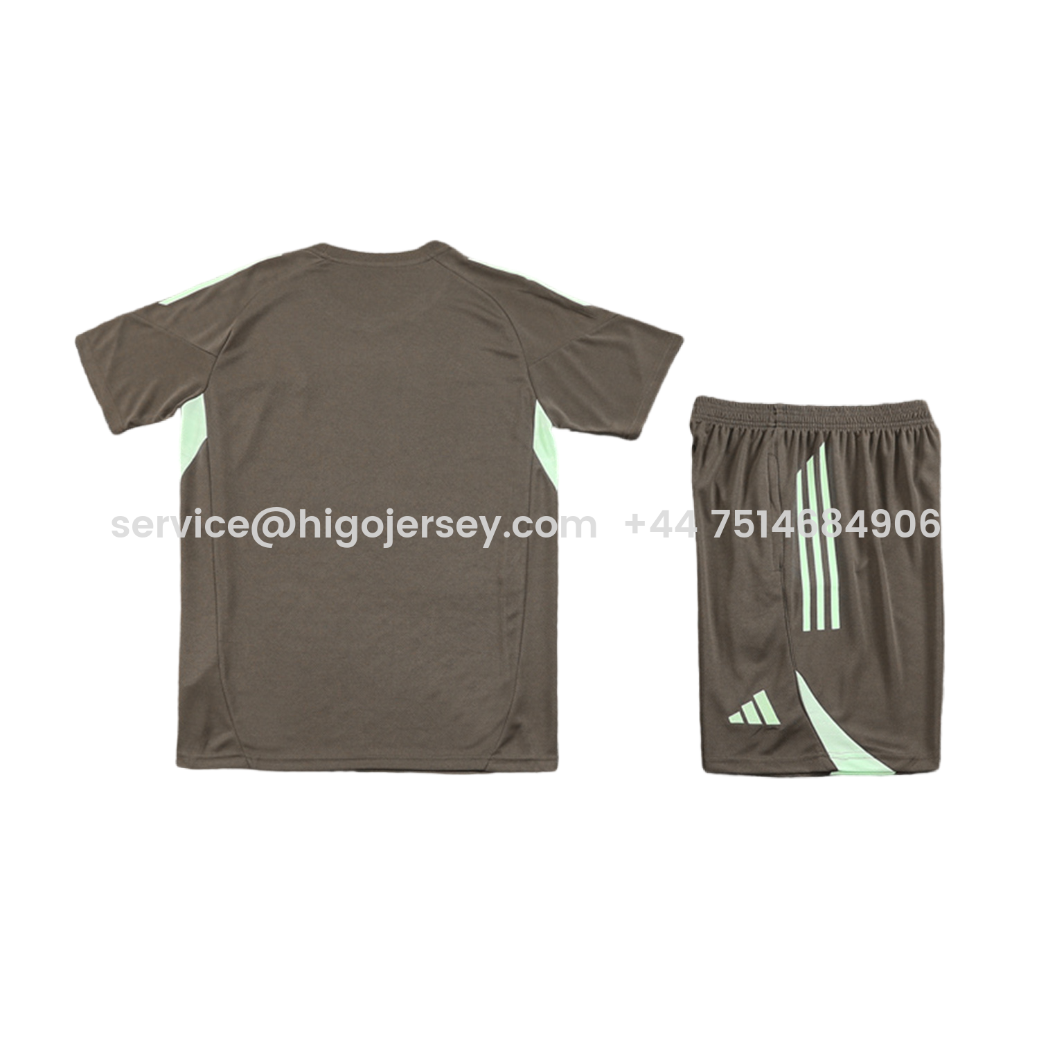 Higojerseys-Real Madrid 25-26 Kids Short-Sleeve Training Set - Dark Khaki Top and Shorts