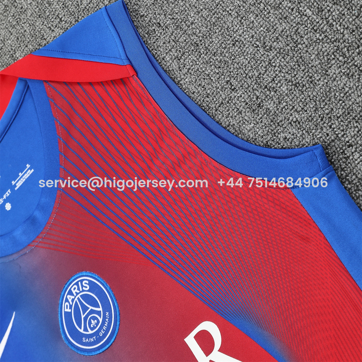 Higojerseys-Paris Saint-Germain PSG 25-26 Vest Training Set - Red And Blue Lines Vest & Blue Shorts