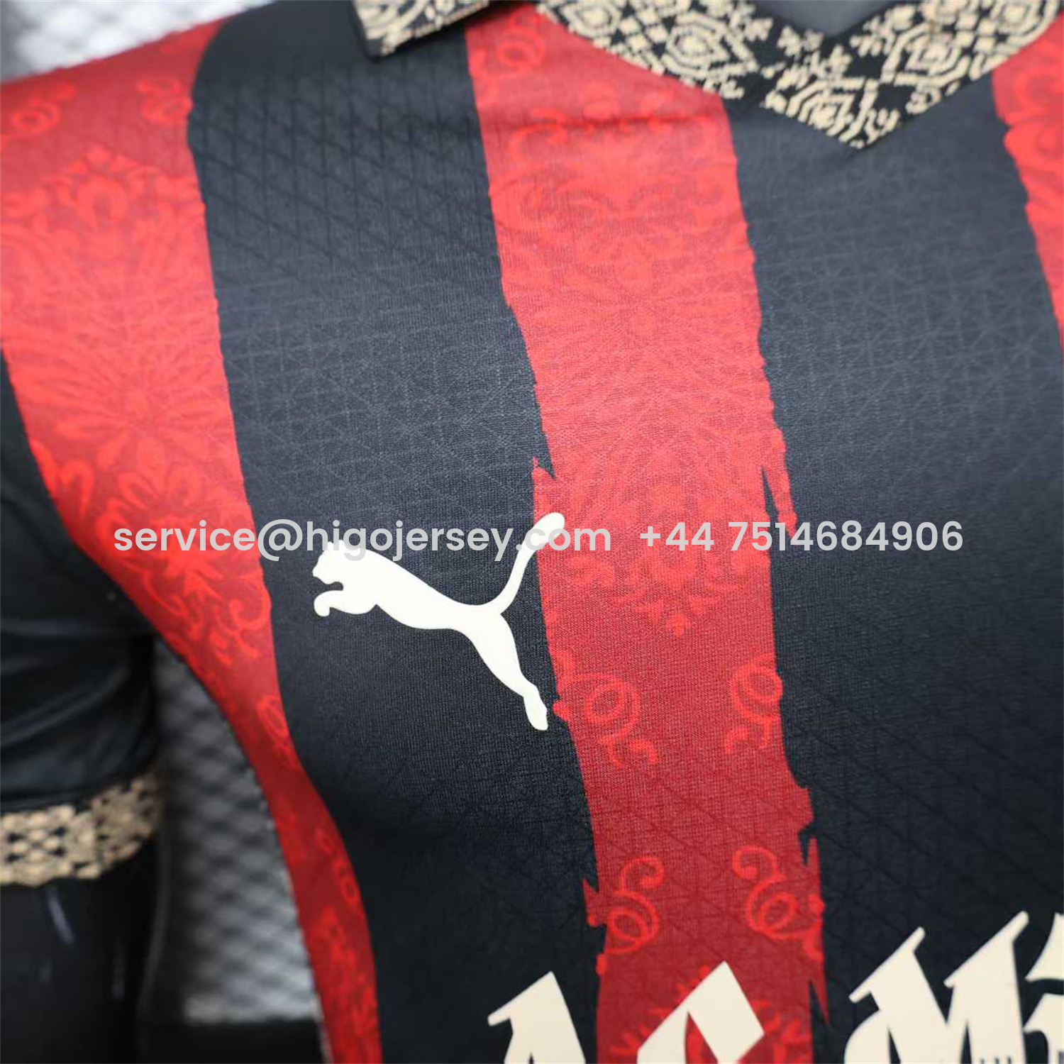 Higojerseys-AC Milan 25-26 Team Name Advertisement Red & Black POLO Special Jersey - Player Version