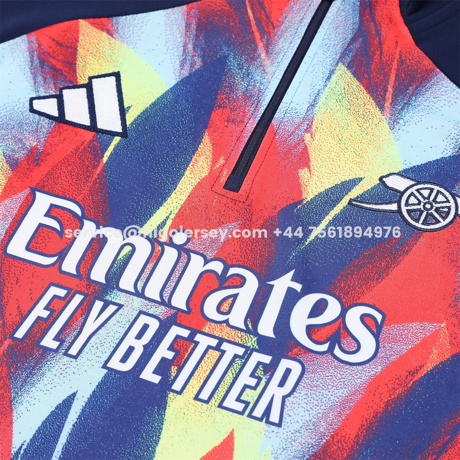 Higojerseys-Arsenal 25-26 Long Sleeves Training Set - Colorful Camouflage With Blue Top & Royal Blue Pants