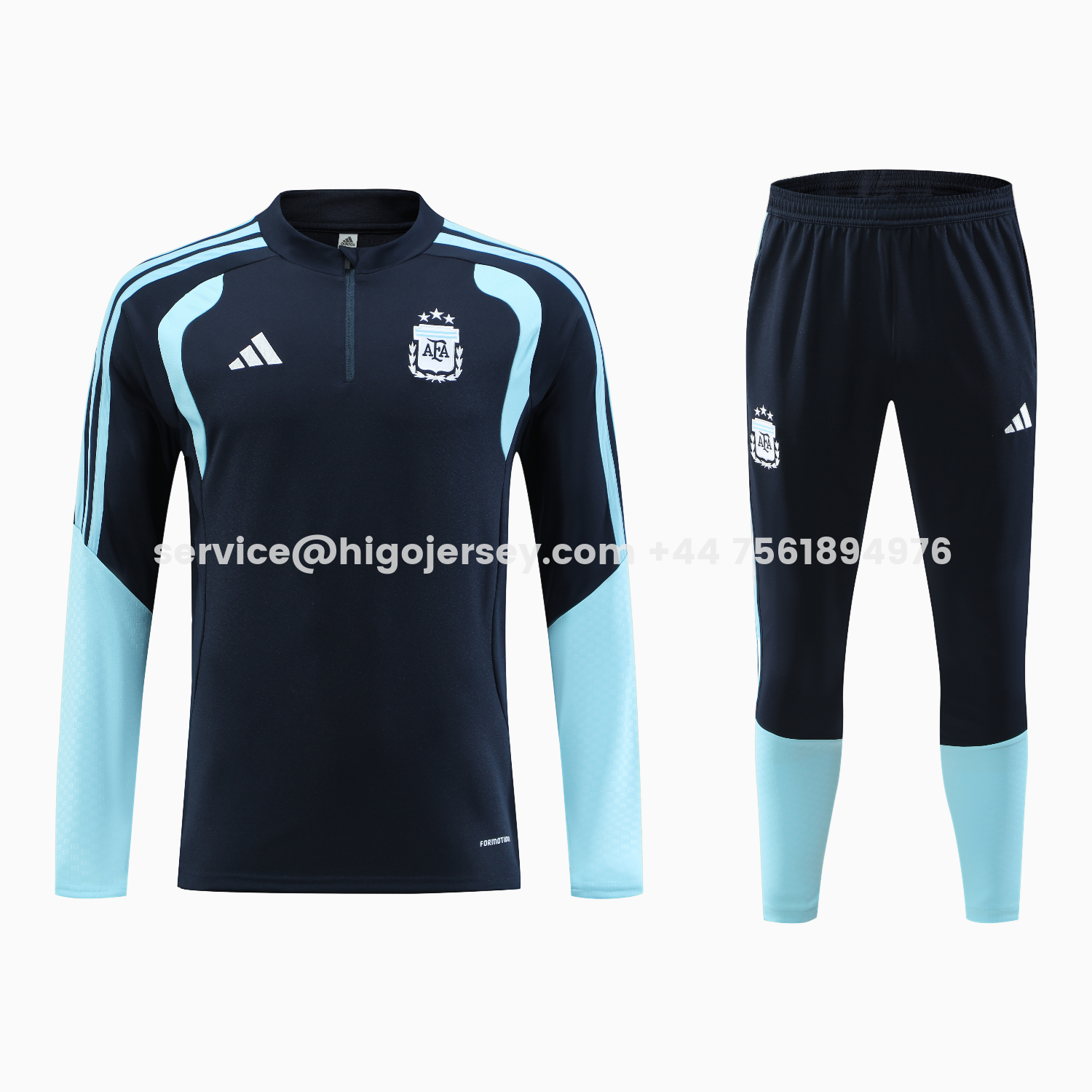 Higojerseys-Argentina 2026 Kids Long Sleeve Training Set - Blue Black Top & Pants